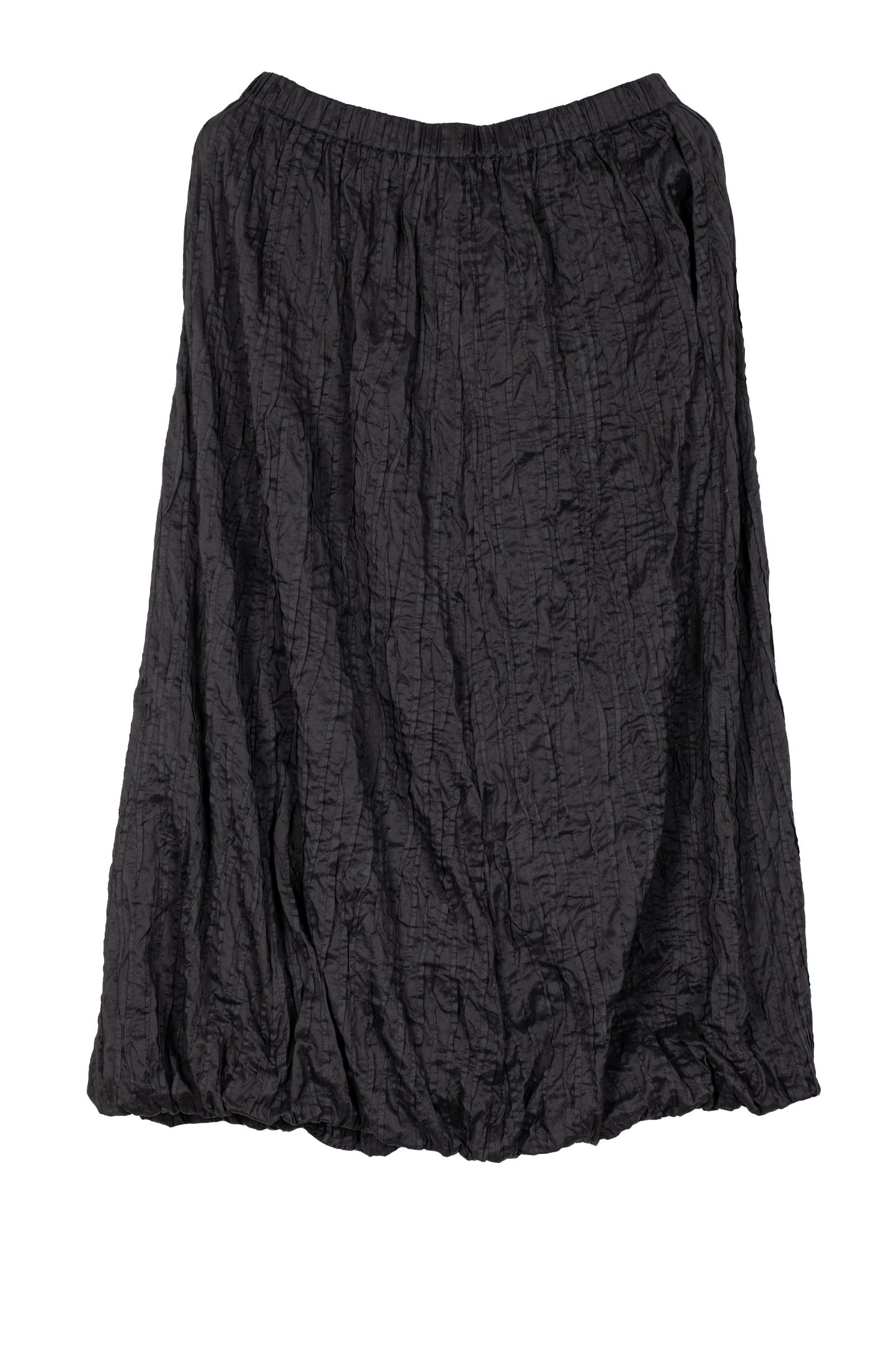 DYED COTTON SILK HEAVY VOILE RANDOM TUCK BALLOON SKIRT - dr1643-blk -