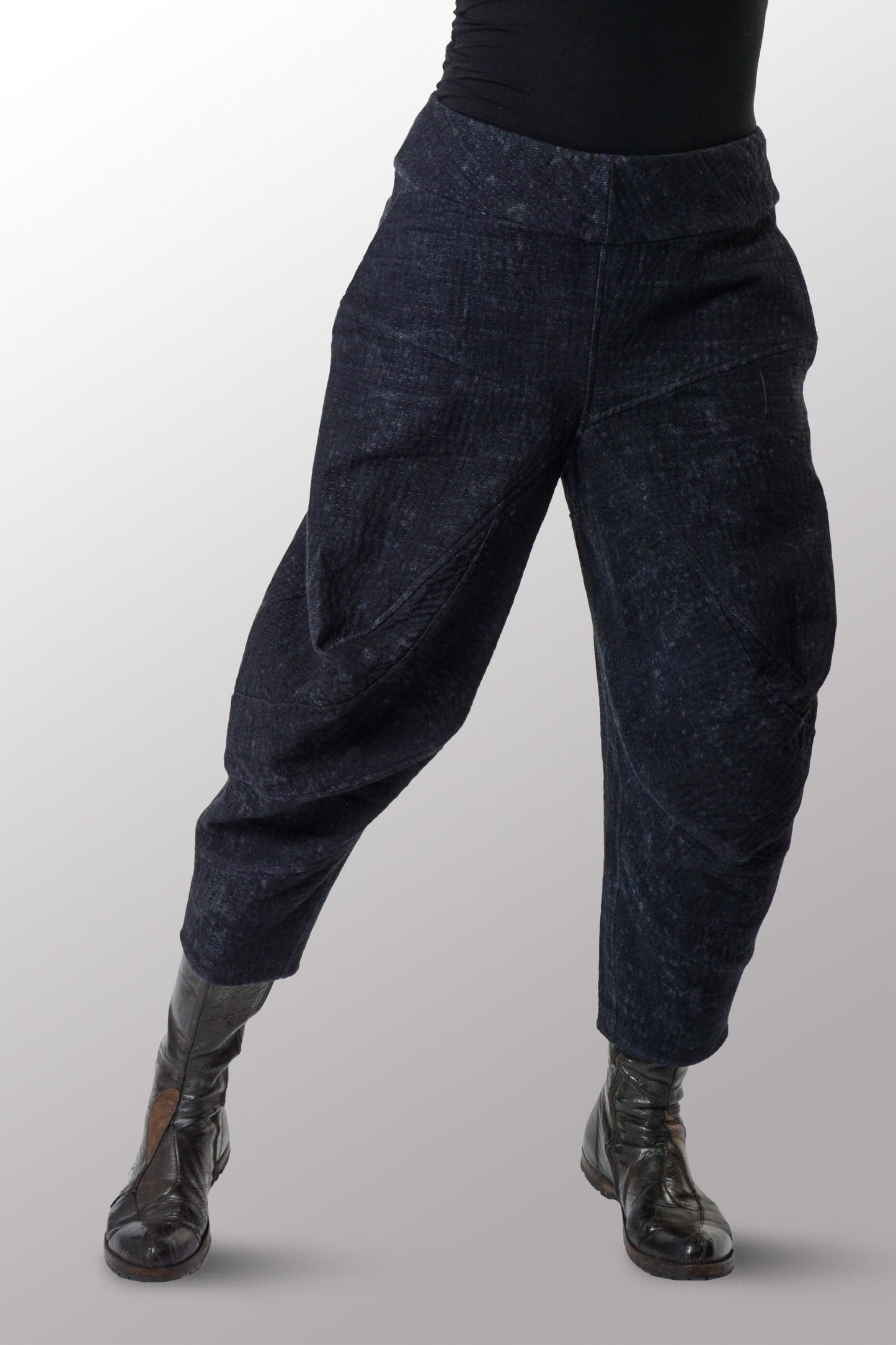 DENIM SUN-DYE KANTHA NEW YAMAHA PANTS - ds3652-nvy -