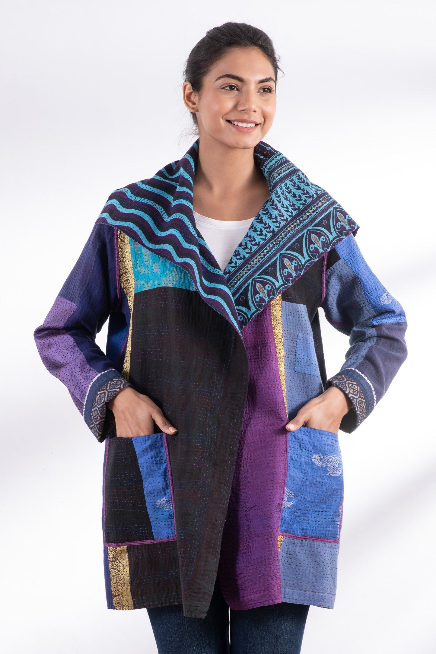 DESERT WAVES KANTHA POCKET JKT - dw2002-blu -