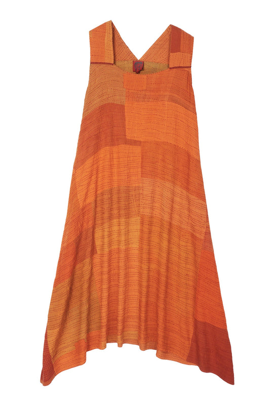 SOLID PATCH KANTHA TENT DRESS - ps2413-org -