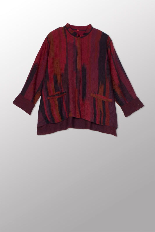 IKAT STRIPE KANTHA KAFTAN JACKET SHORT - is4088-drd -