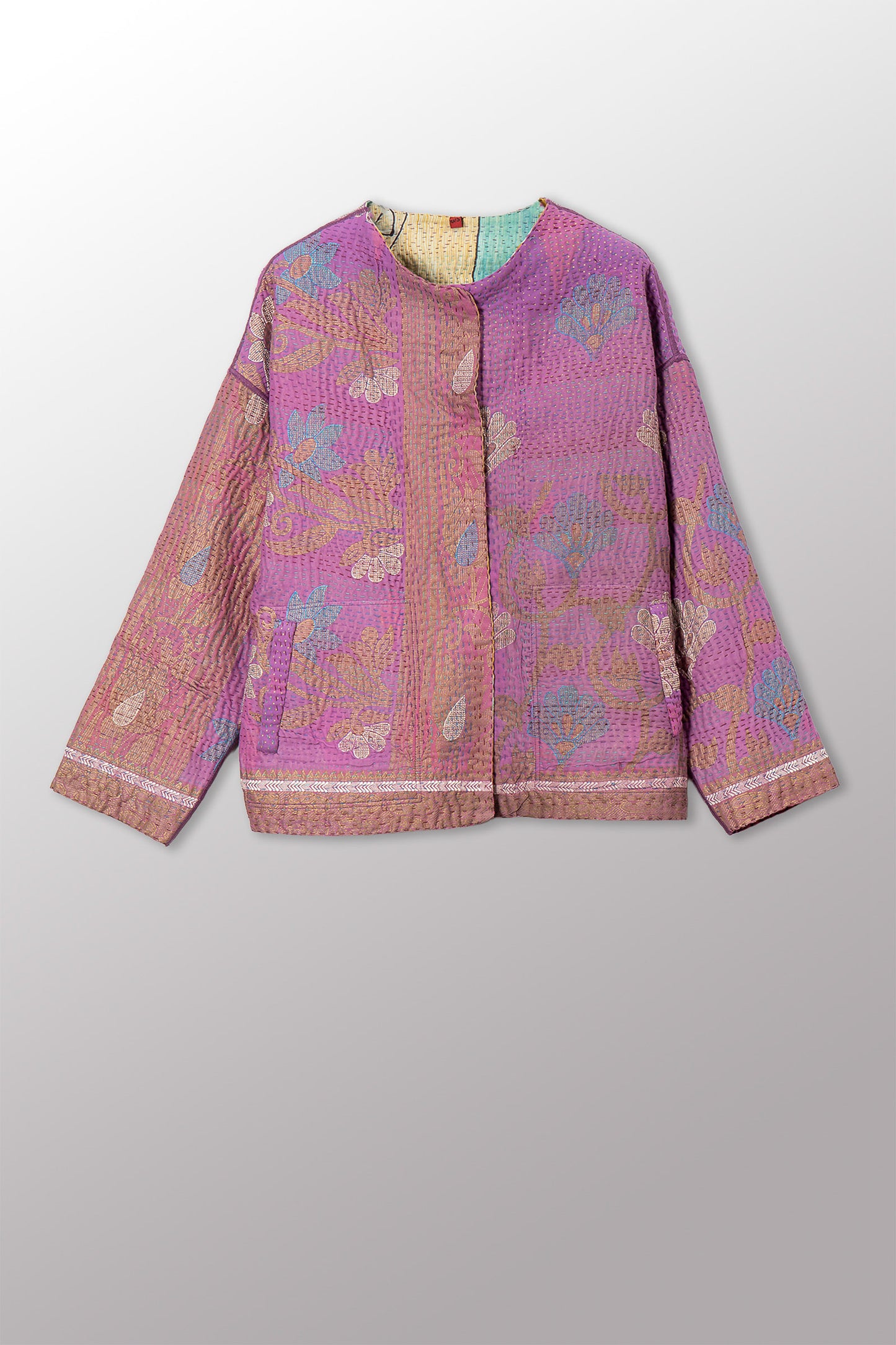 VINTAGE COTTON KANTHA CREW NECK SHORT JKT - cv4053-0070a -