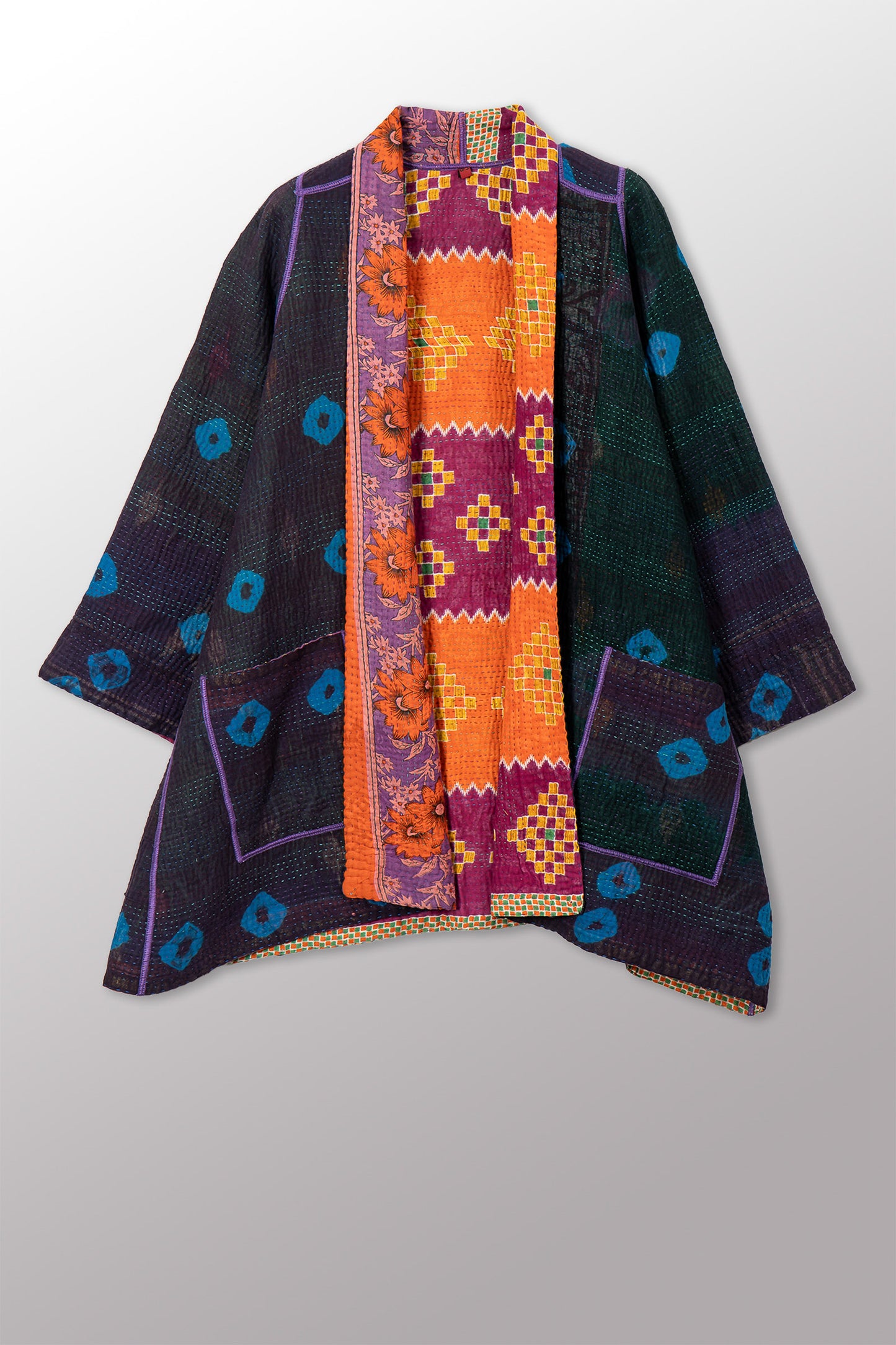 VINTAGE COTTON KANTHA A-LINE JKT - cv4003-0457a -