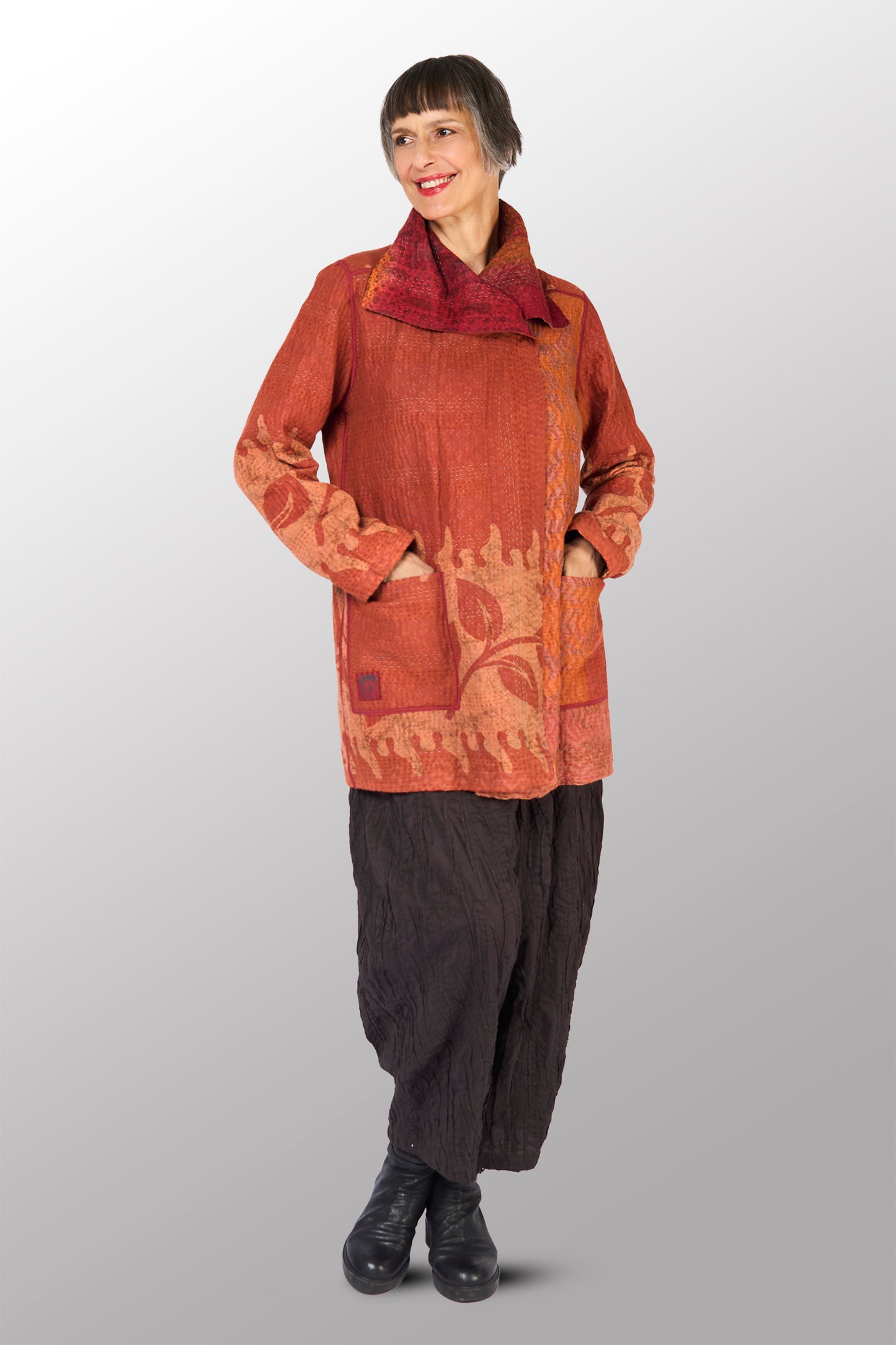 VINTAGE COTTON KANTHA POCKET JKT - cv4002-0223a -