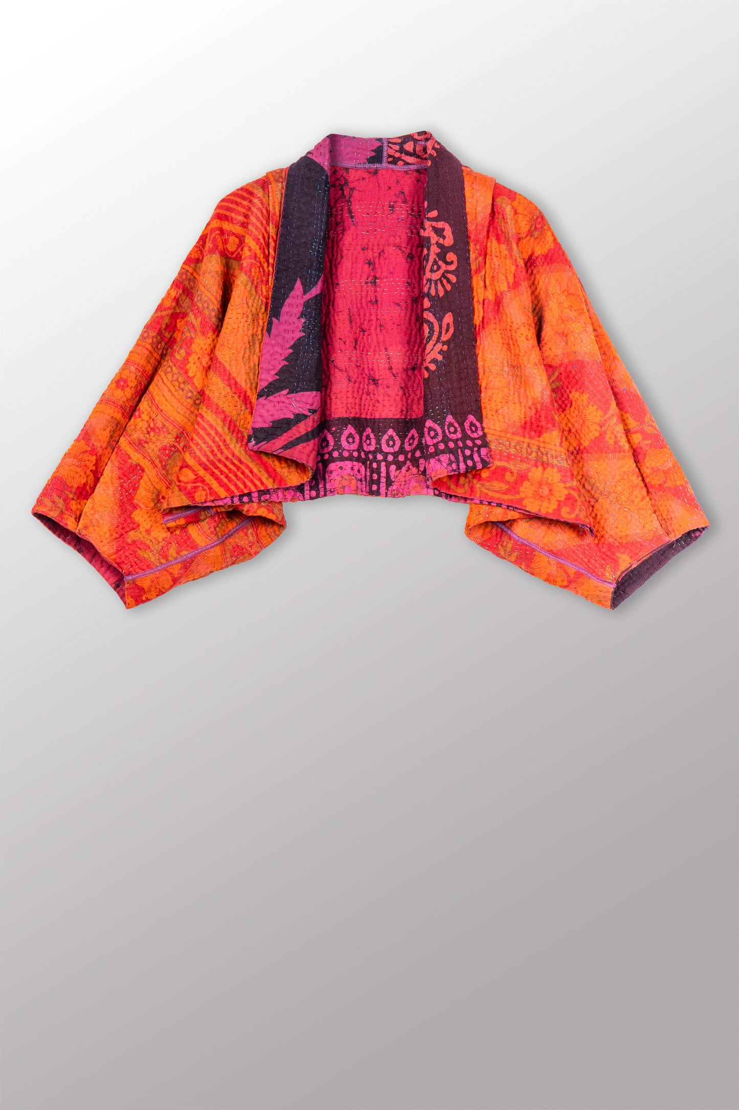 COTTON OVERDYE KANTHA PUFF SLV. SHRUG - ov4062-cpik001a -