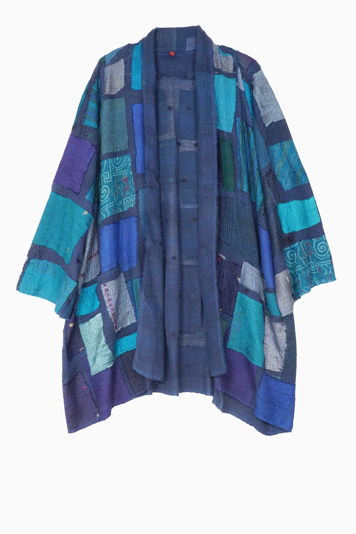 TONAL TILE PATCH KANTHA A-LINE JKT - tt2003-blu -