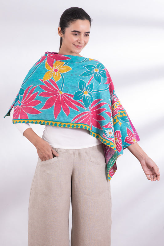 CV2806-0003A @VINTAGE COTTON KANTHA CAPE