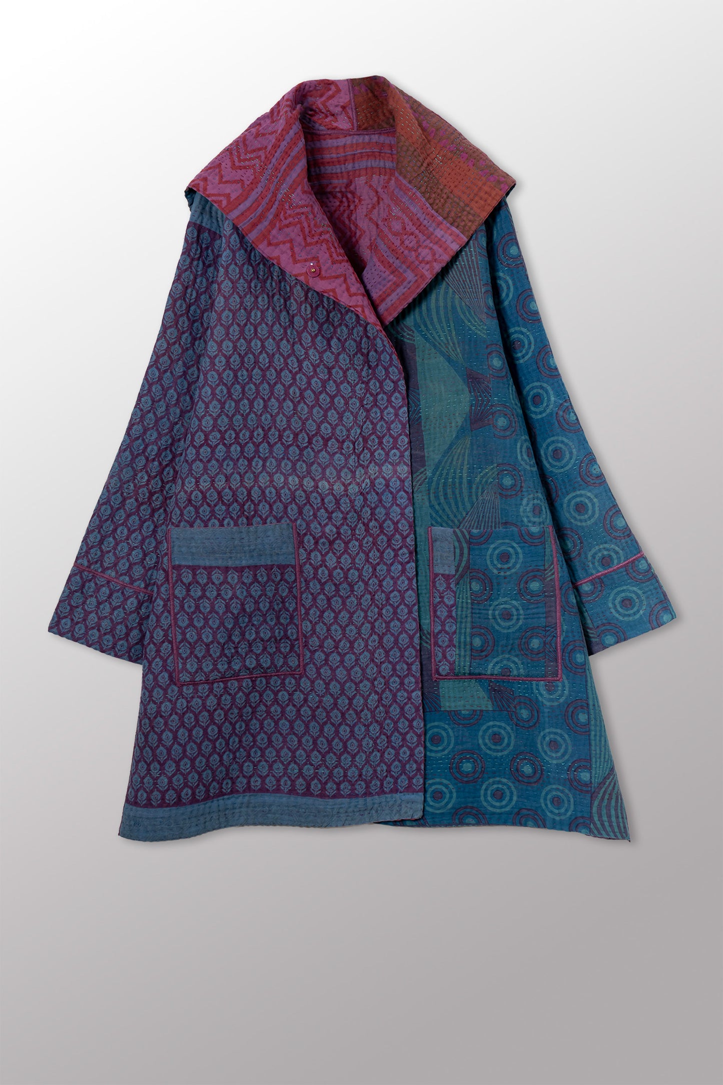 COTTON OVERDYE KANTHA POCKET MEDIUM COAT - ov4316-cfus001m -