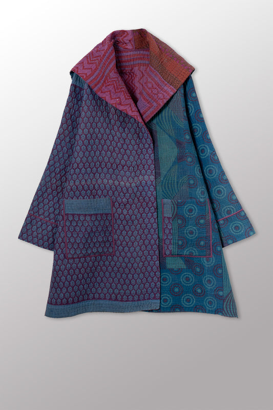 COTTON OVERDYE KANTHA POCKET MEDIUM COAT - ov4316-cfus001m -