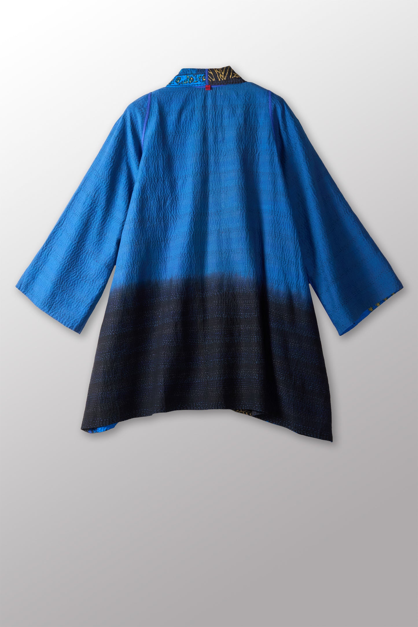 SILK COTTON OMBRE PRINT KANTHA A-LINE JKT - os2003-blu -