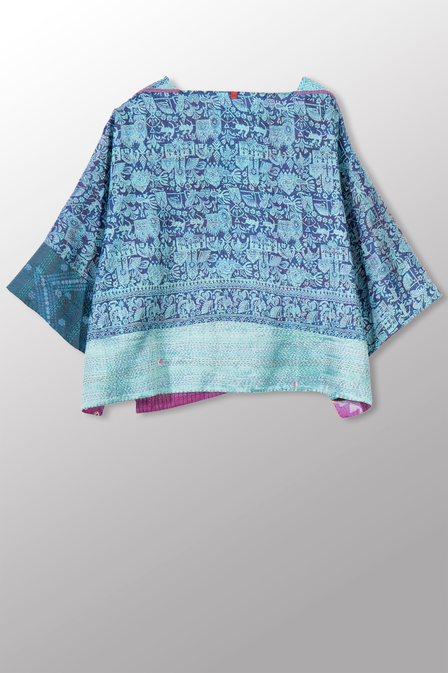 VINTAGE SILK KANTHA 3/4 SLV. CROP TOP MIO - sv2538-0011a -