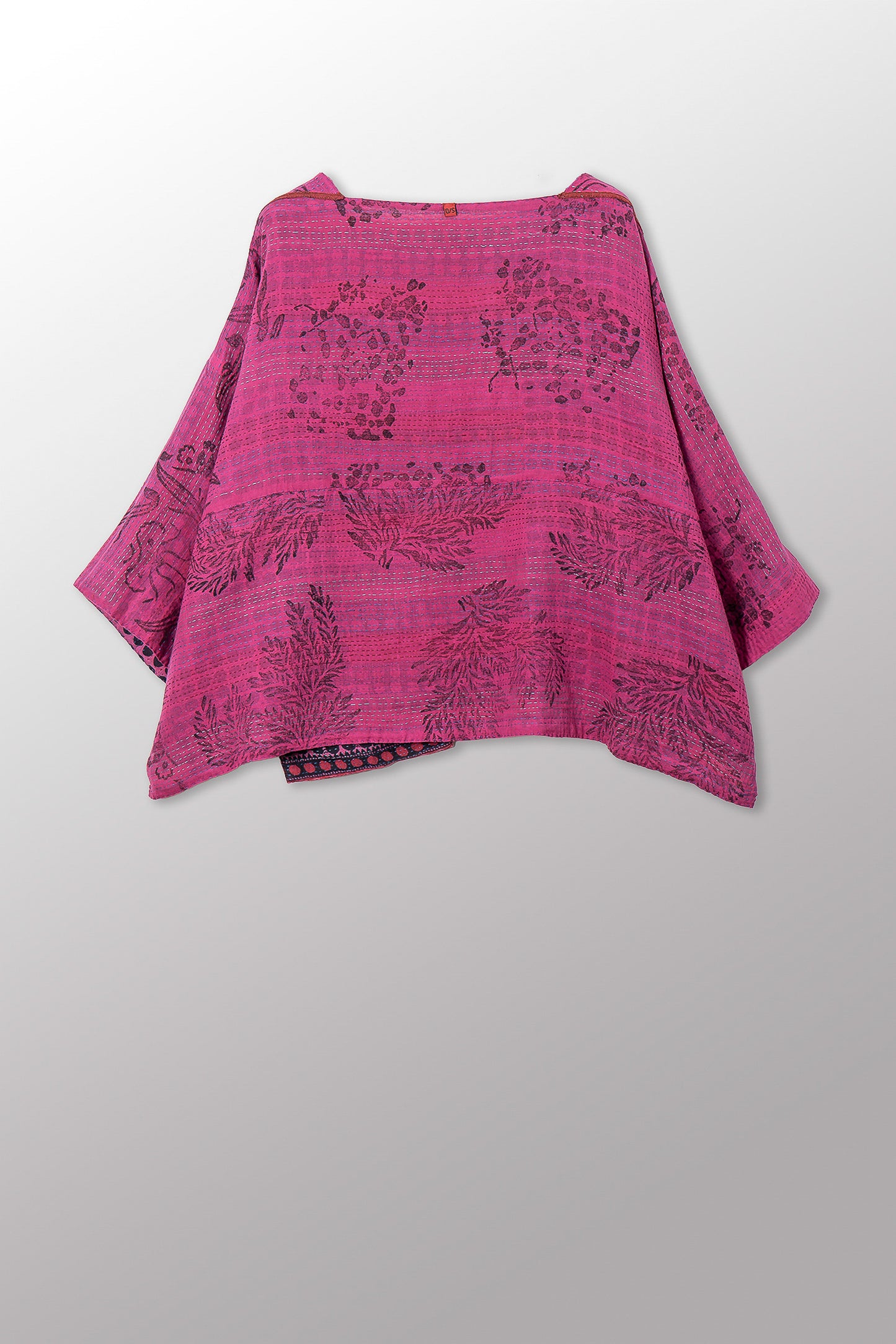 VINTAGE COTTON & NEW VOILE KANTHA 3/4 SLV. CROP TOP MIO - cn2538-0013a -