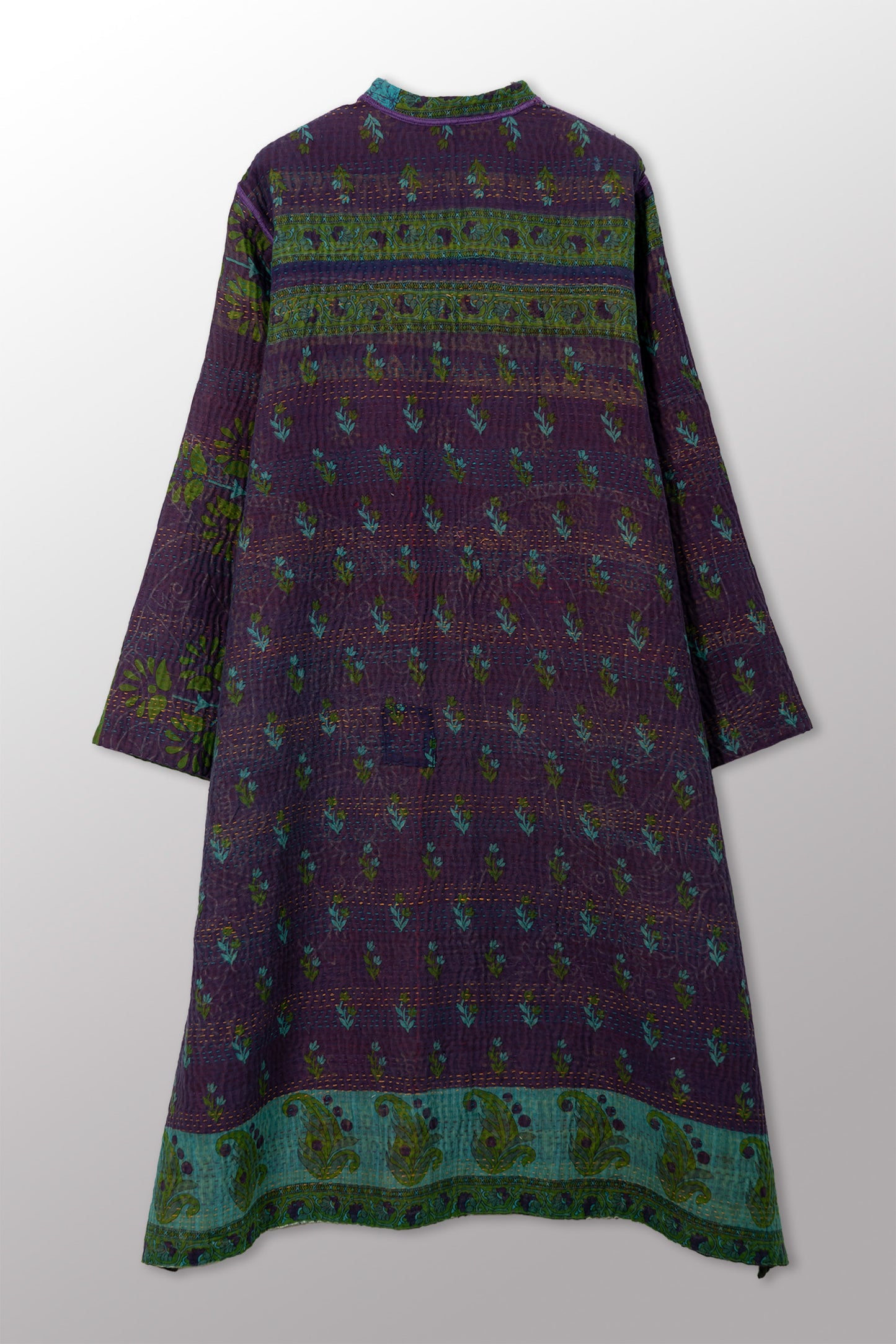 VINTAGE COTTON KANTHA KAFTAN COAT - cv4343-0003s -