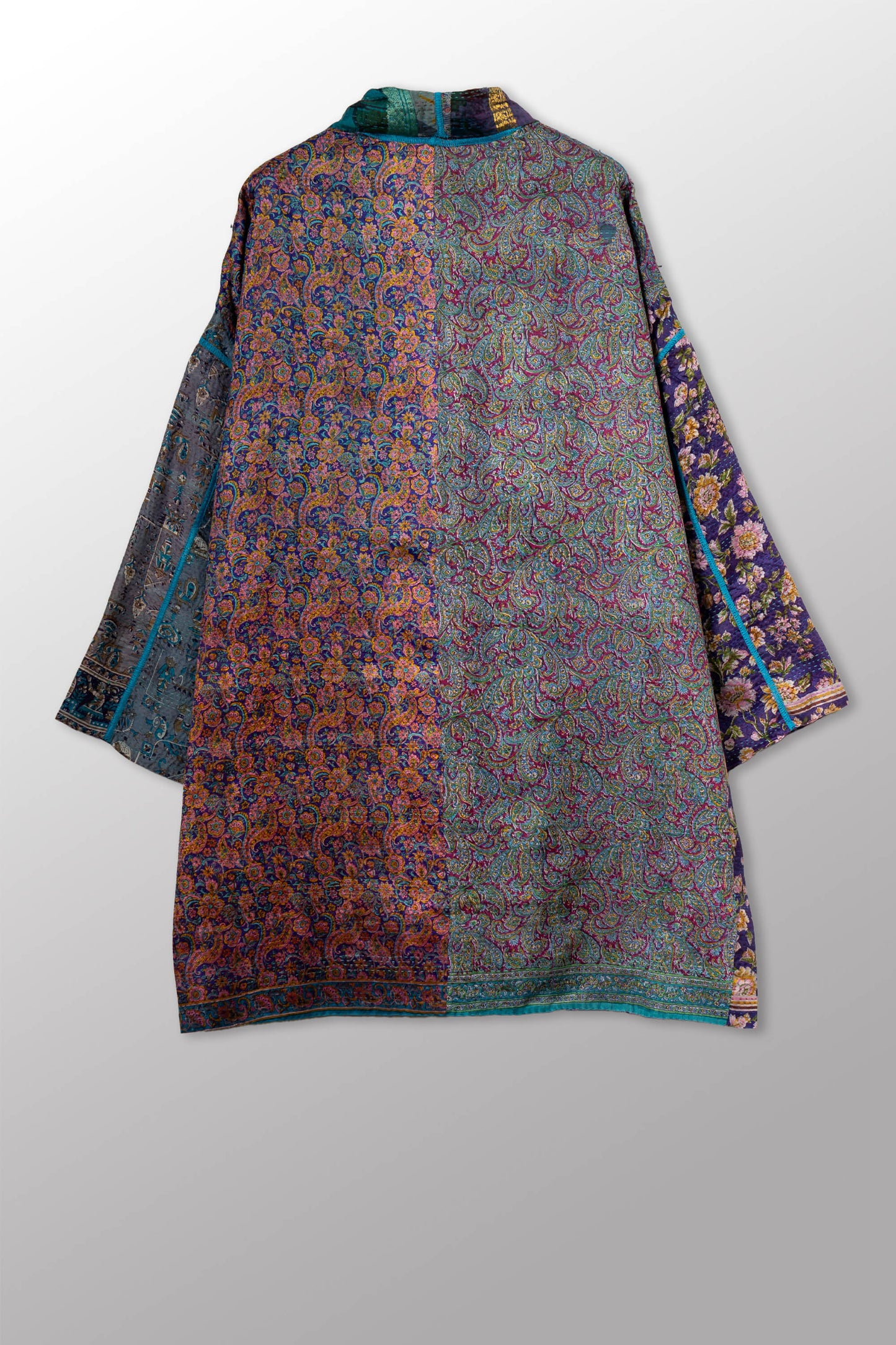 VINTAGE SILK KANTHA HAORI JACKET - sv2068-0010a -