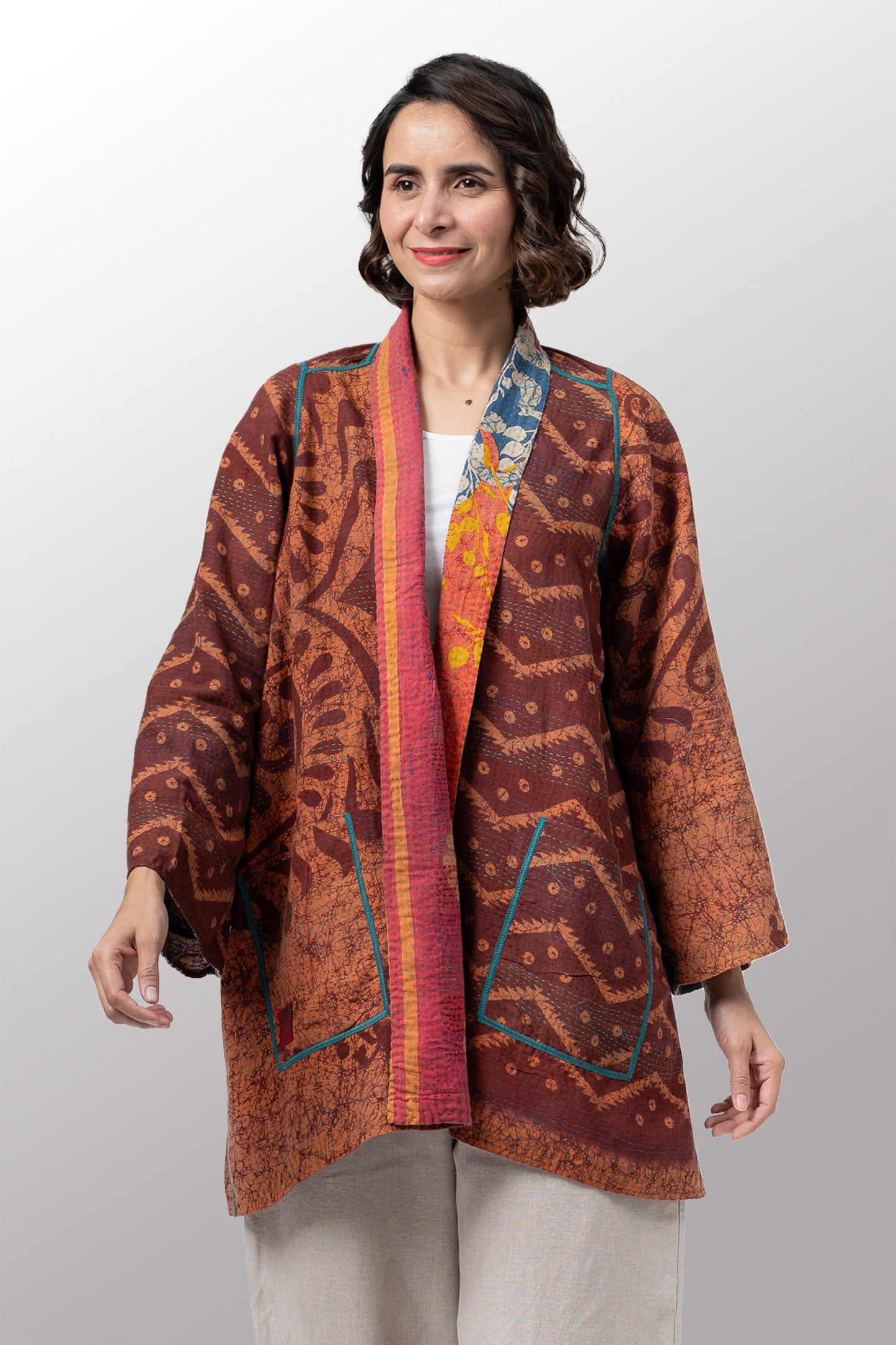 VINTAGE COTTON KANTHA A-LINE JKT - cv2003-0163a -