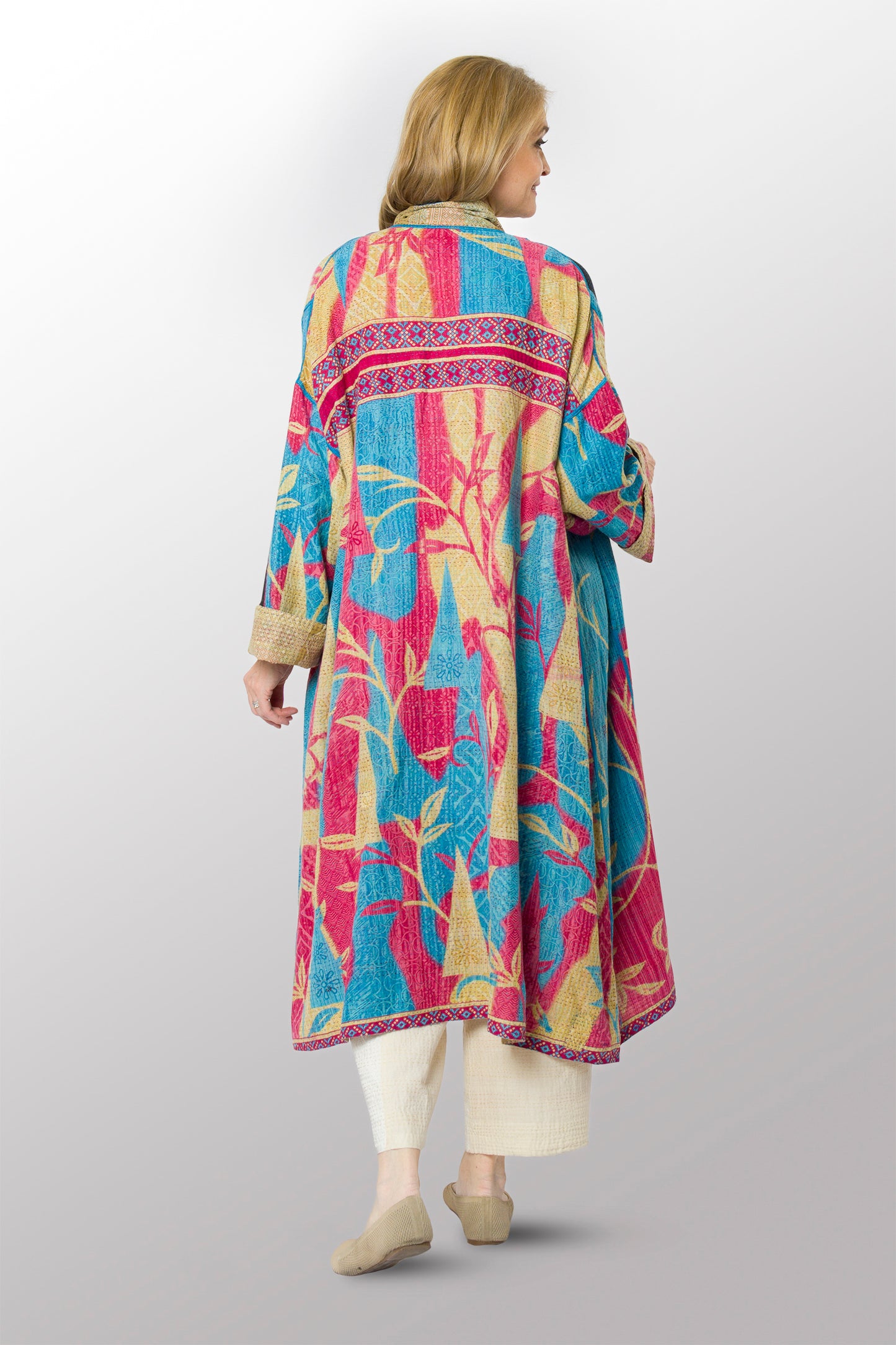 VINTAGE COTTON KANTHA NEW OVERSIZED COAT - cv2342-0001a -