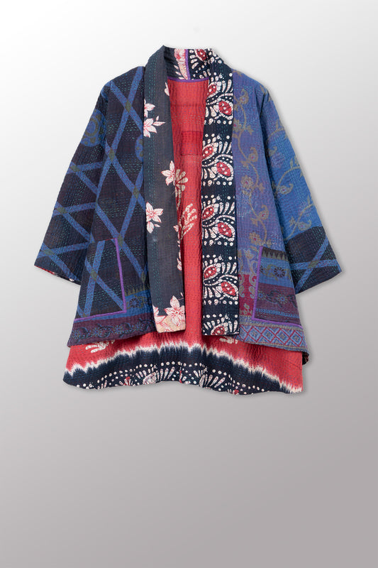 COTTON OVERDYE KANTHA KIMONO JKT - ov4004-cblu002a -