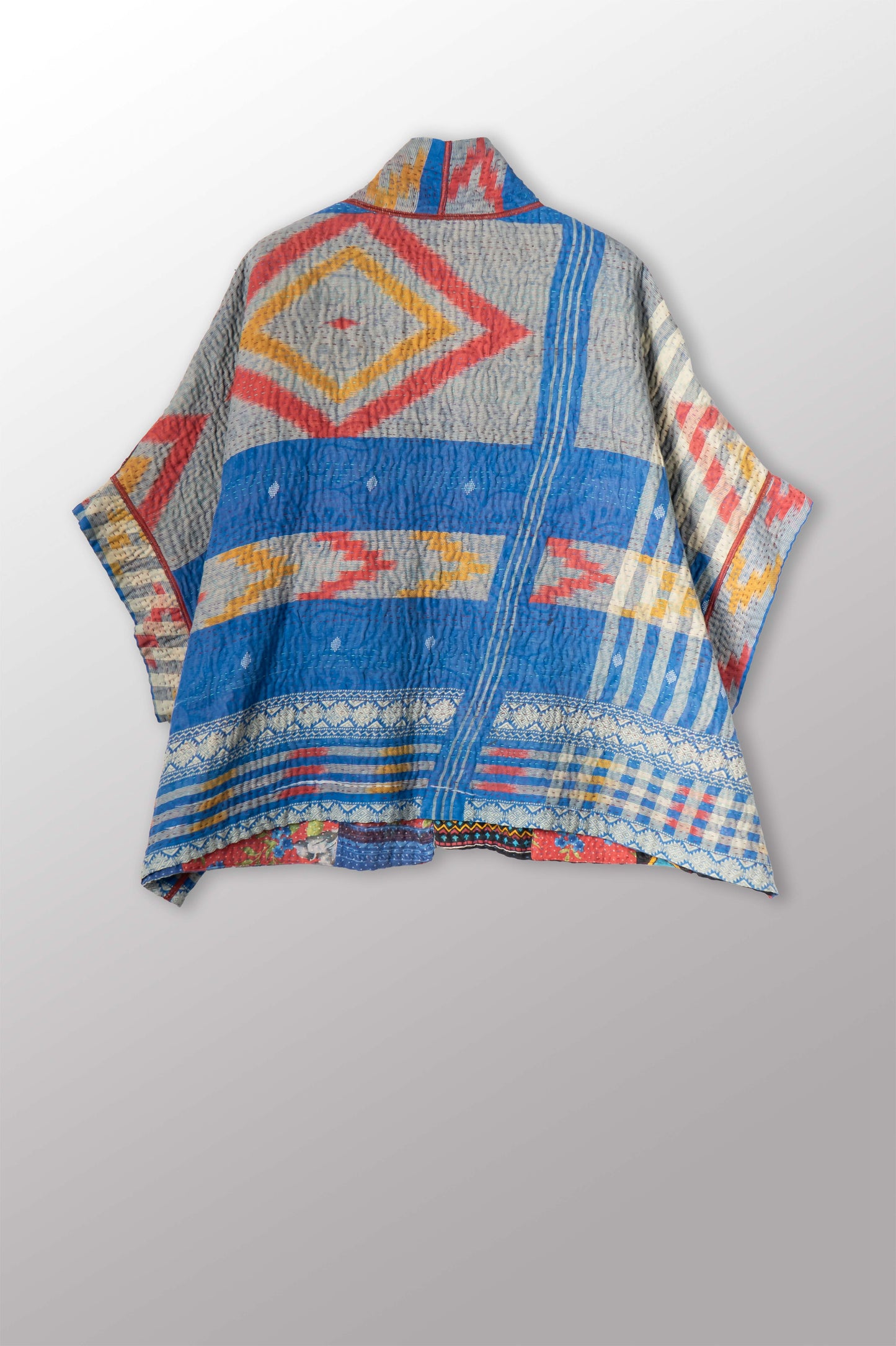 VINTAGE COTTON KANTHA MINI PONCHO - cv4060-0060a -