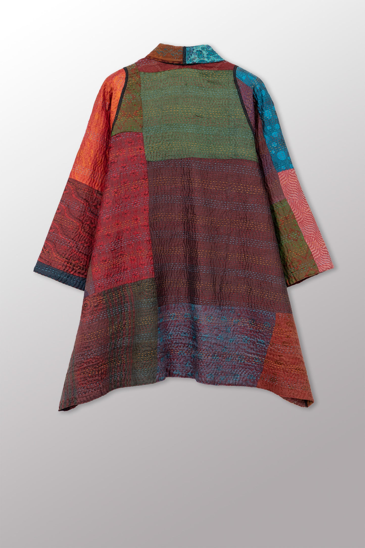 JACQUARD SILK KANTHA A-LINE JKT - js4003-cbrn001s -