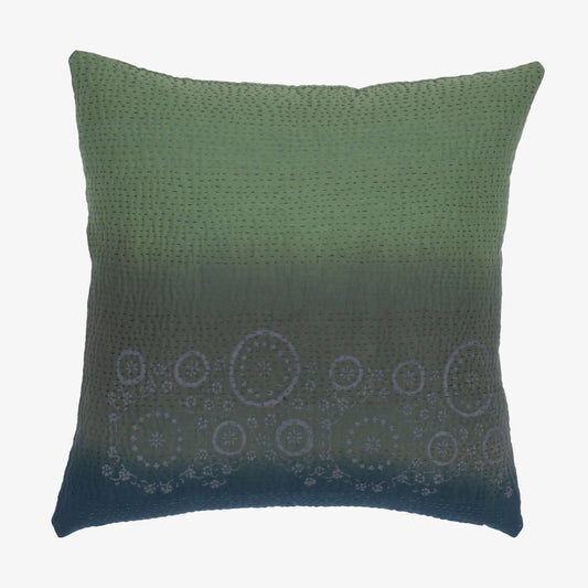 Cotton Ombre Handmade Vintage Kantha Pillow -Avocado