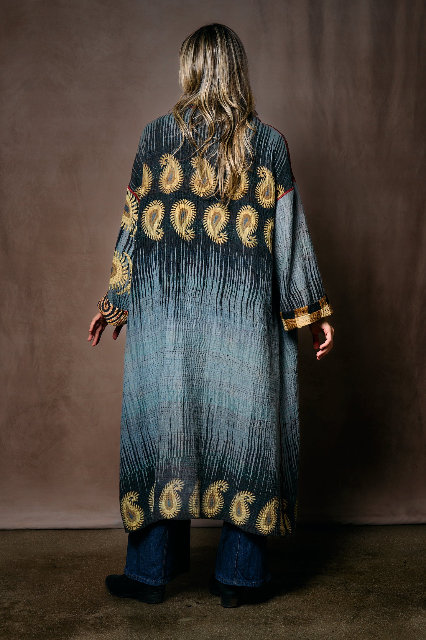 VINTAGE COTTON KANTHA OVERSIZED COAT - cv4326-0054a -