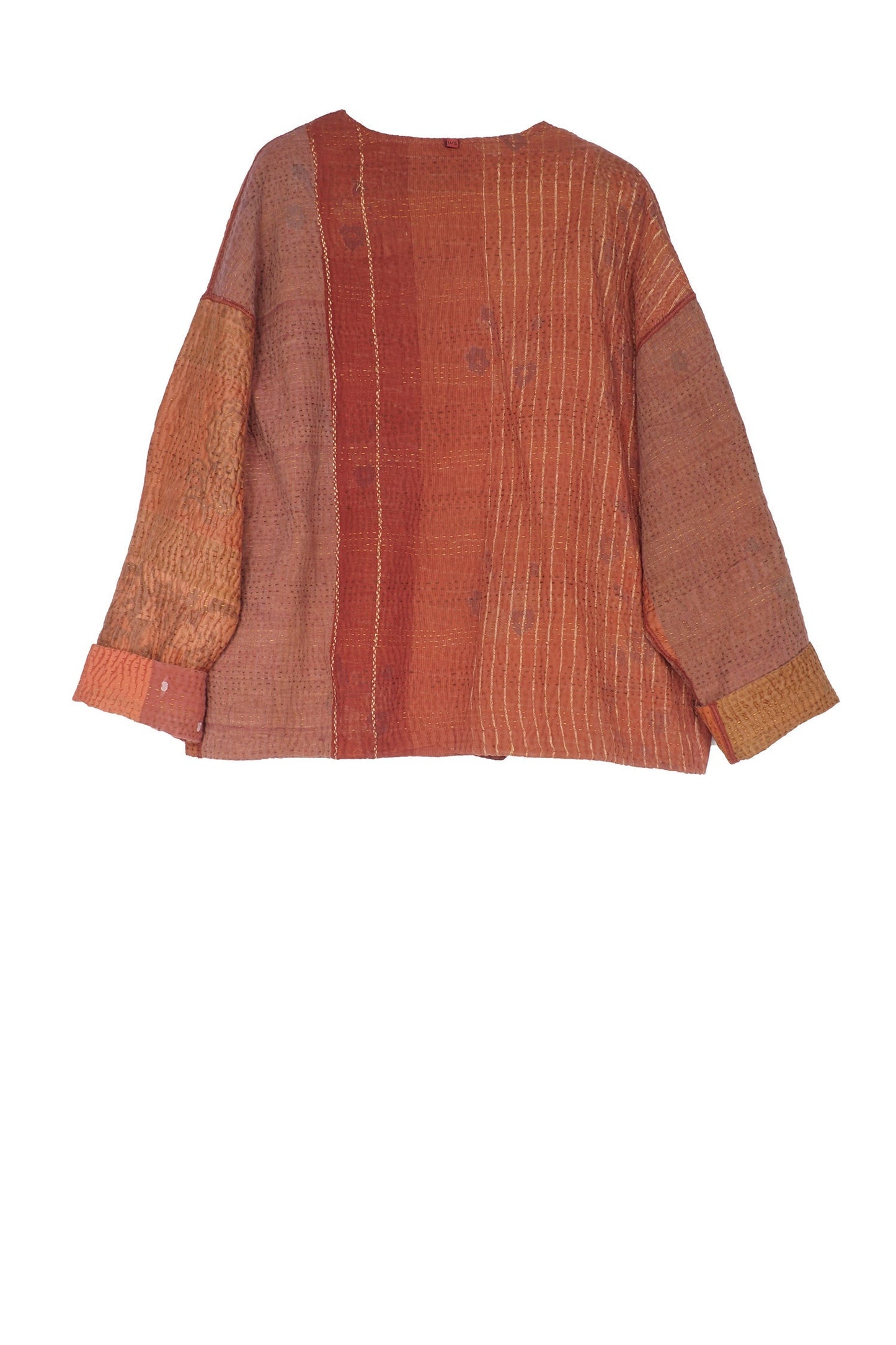 COTTON SILK SW PATCH KANTHA CREW NECK SHORT JKT - ws4053-org -