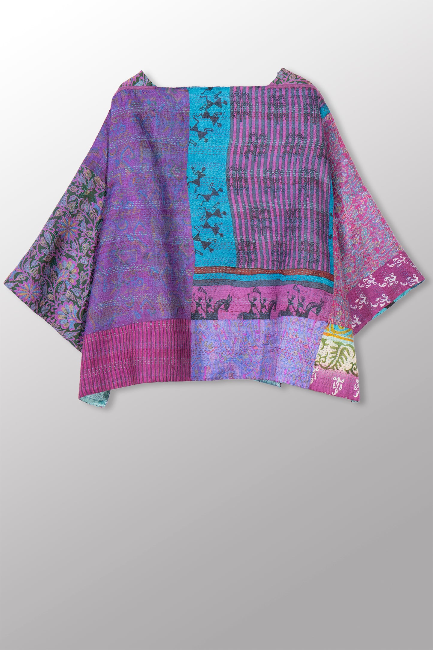 VINTAGE SILK KANTHA 3/4 SLV. CROP TOP MIO - sv2538-0011a -