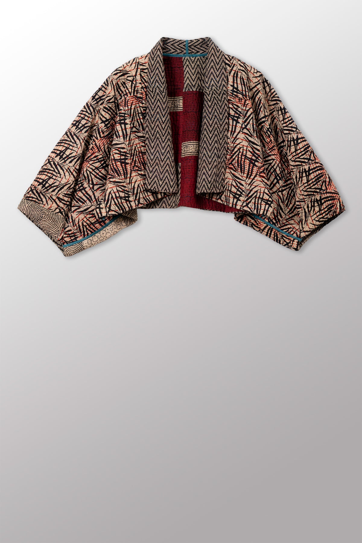 SOHO BAMBOO KANTHA PUFF SLV. SHRUG - bo4062-cblk009a -
