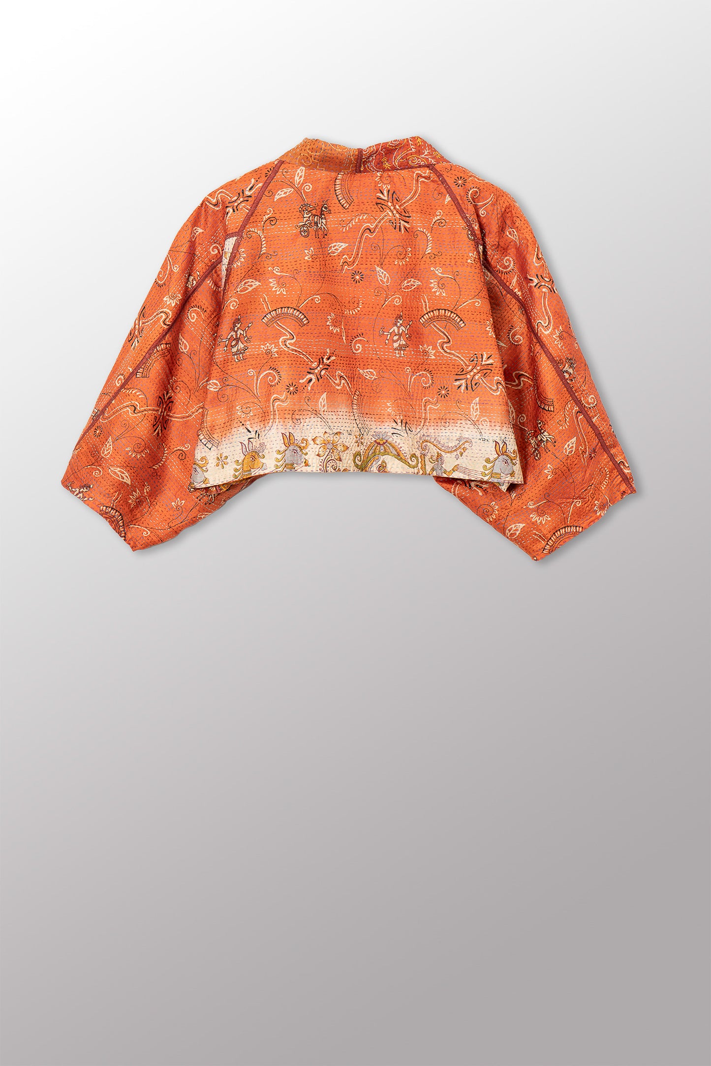 VINTAGE SILK KANTHA PUFF SLV. SHRUG - sv2062-0016a -