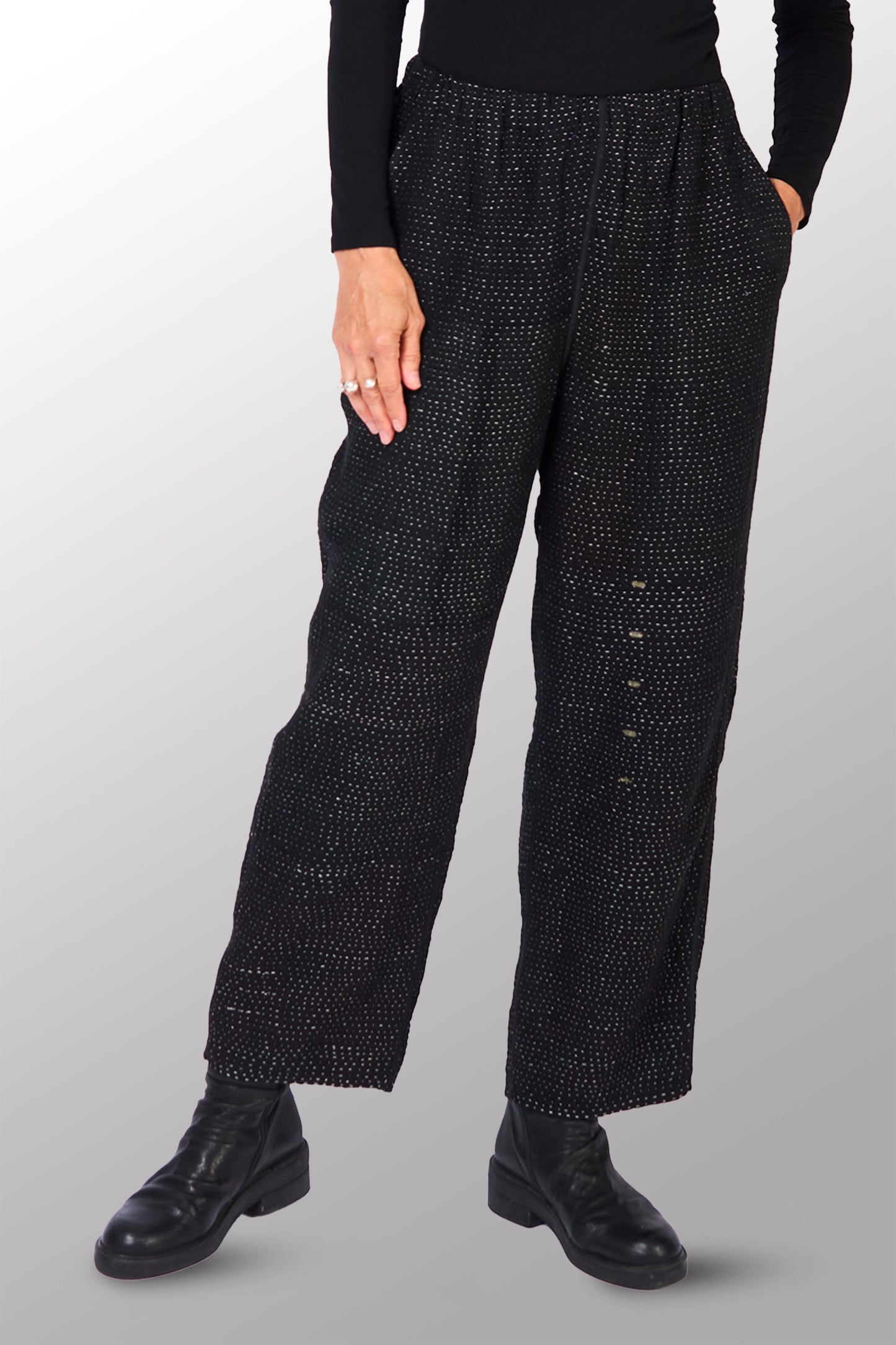 MUJI PATCH KANTHA STRAIGHT PANTS - mp4664-biy -