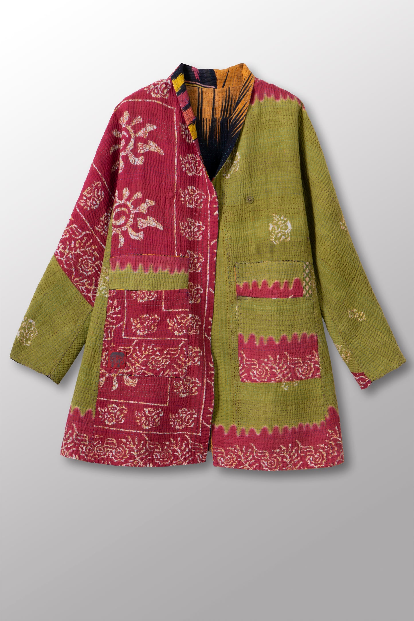 VINTAGE COTTON KANTHA HIGH-NECK TOPPER - cv4045-0048a -