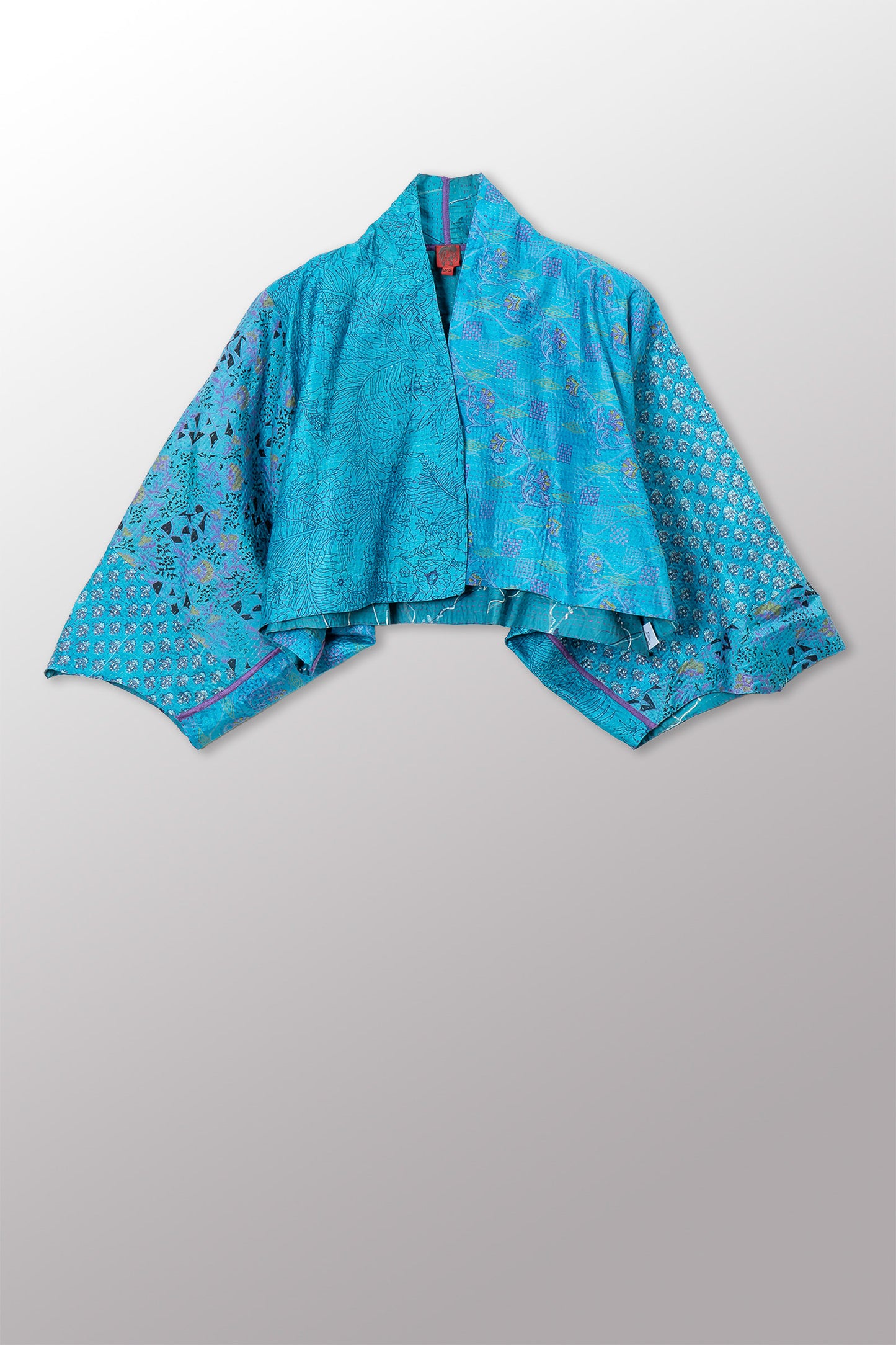 VINTAGE SILK KANTHA PUFF SLV. SHRUG - sv2062-0037a -