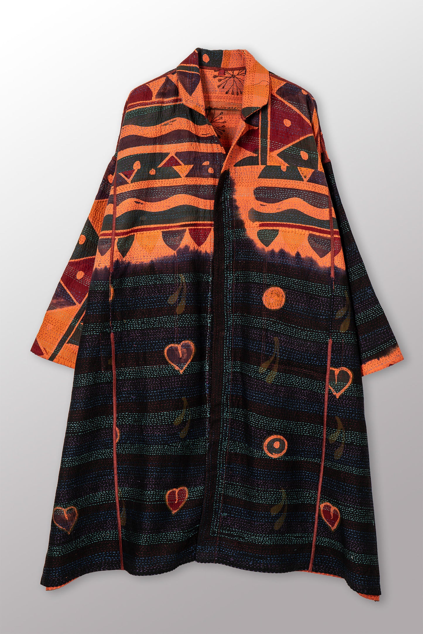 VINTAGE COTTON & NEW VOILE KANTHA NEW OVERSIZED COAT - cn2342-0005a -