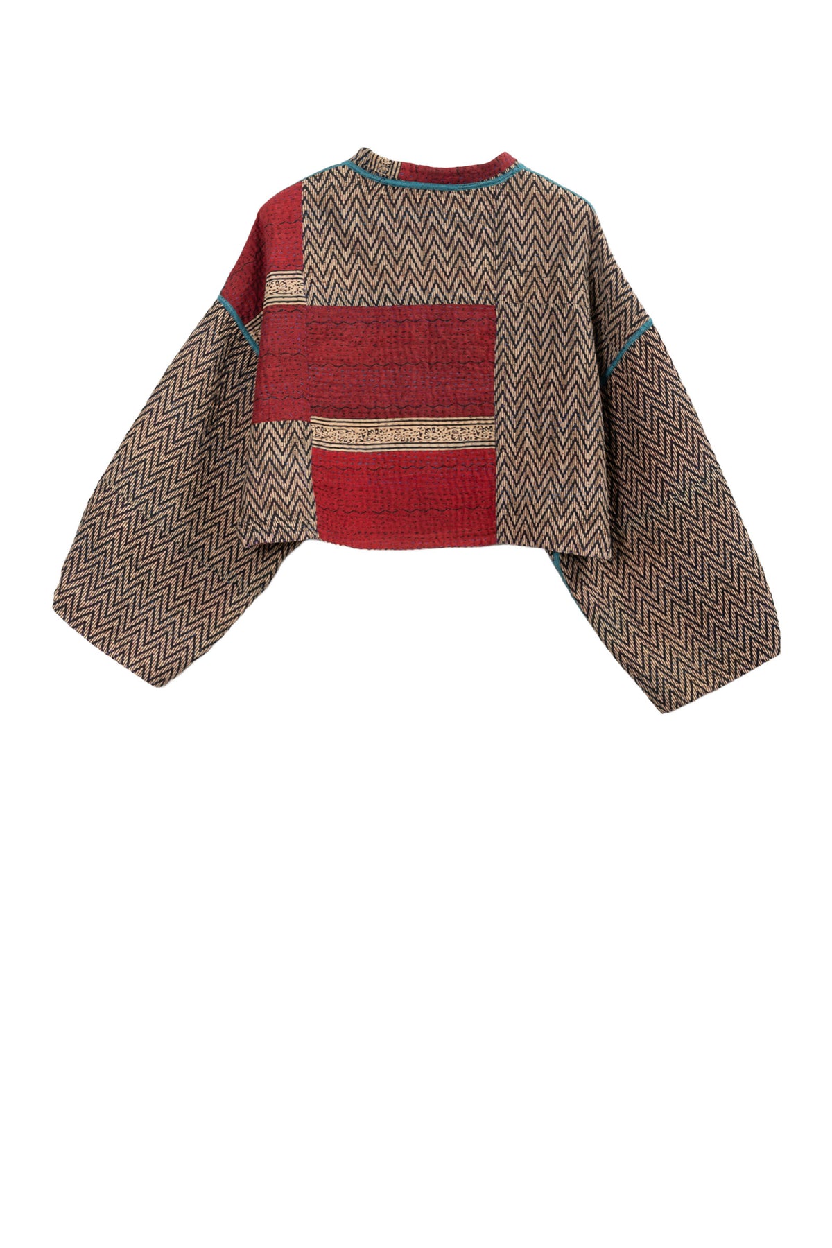 SOHO BAMBOO KANTHA SLEEVE JACKET - bo4090-cblk003s -