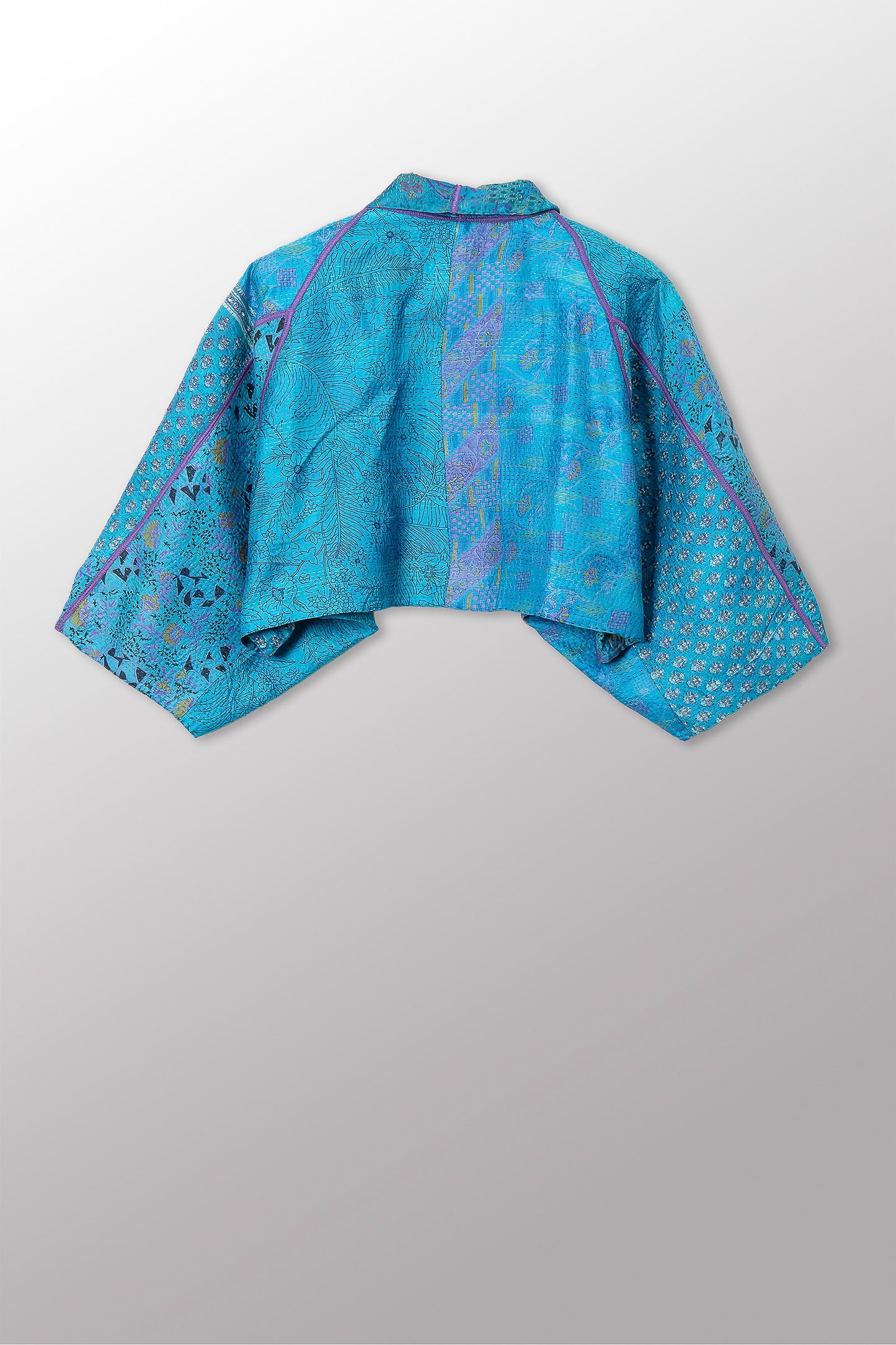 VINTAGE SILK KANTHA PUFF SLV. SHRUG - sv2062-0039a -