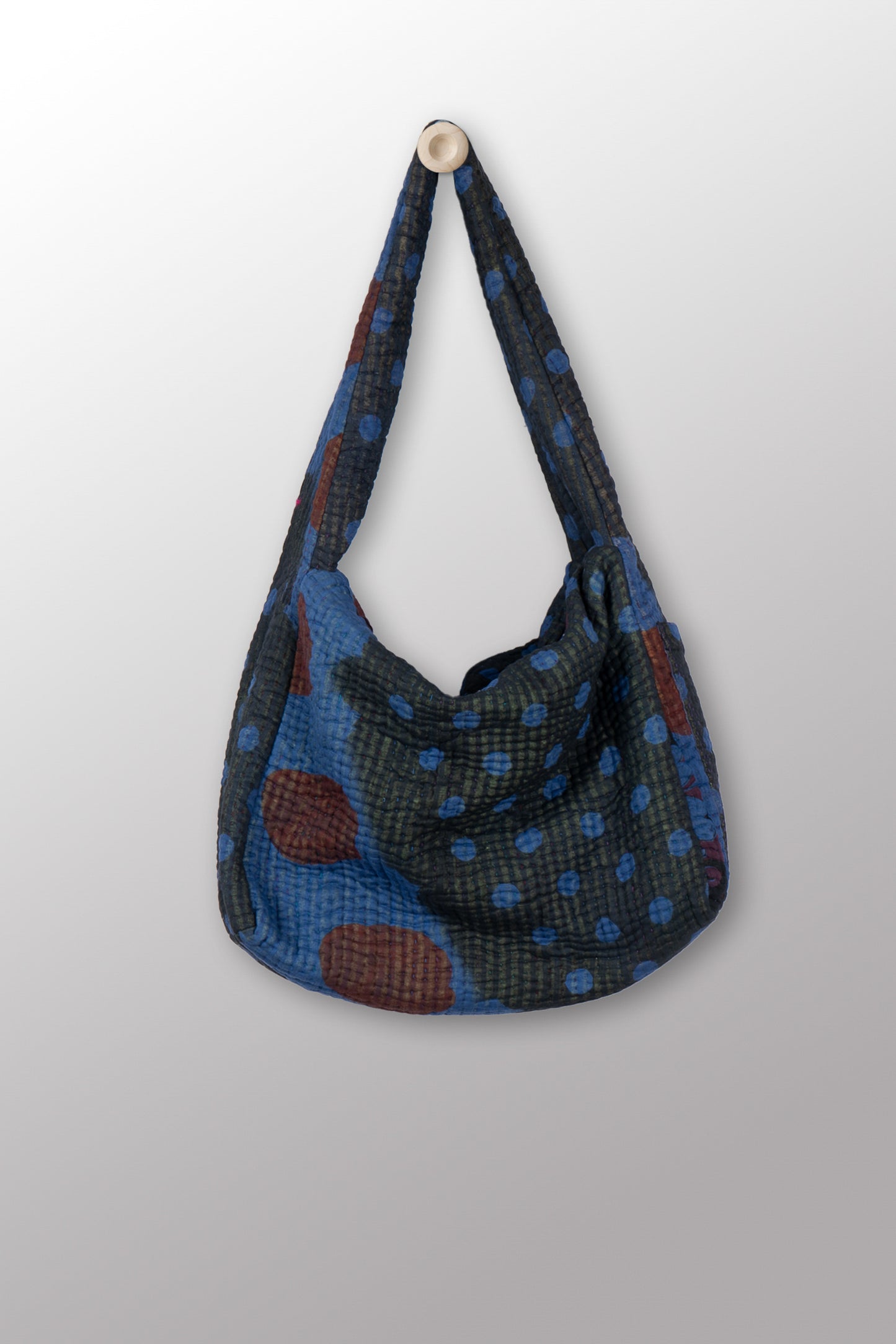Quilted Overdye Cotton Kantha Oversized Hobo Bag - mm-oq5870-cblu003a -