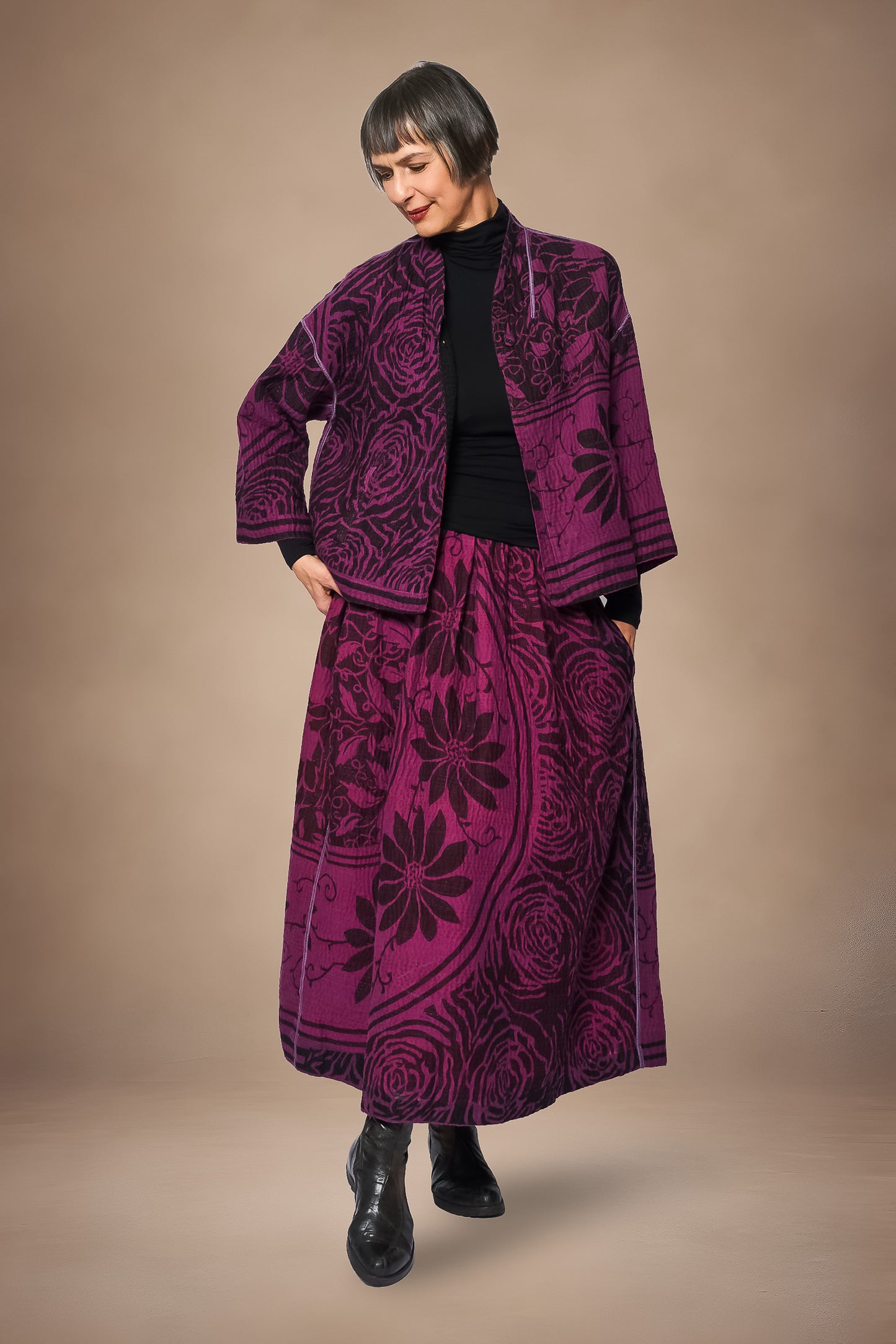 TUCKED GATHER SKIRT - oc4663-prp -