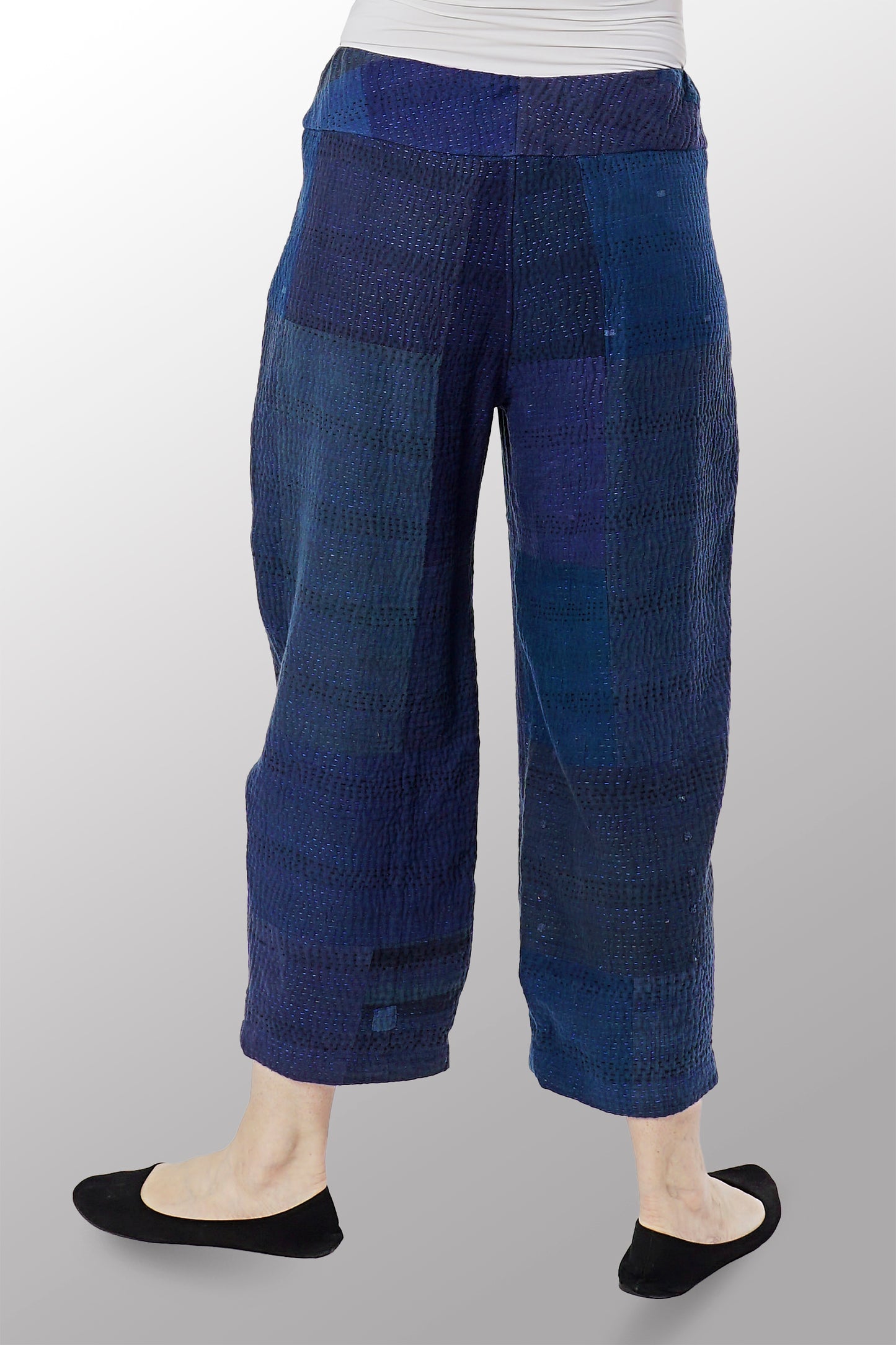 OMBRE PATCHED KANTHA NEW LANTERN PANTS - op4651-nvy -