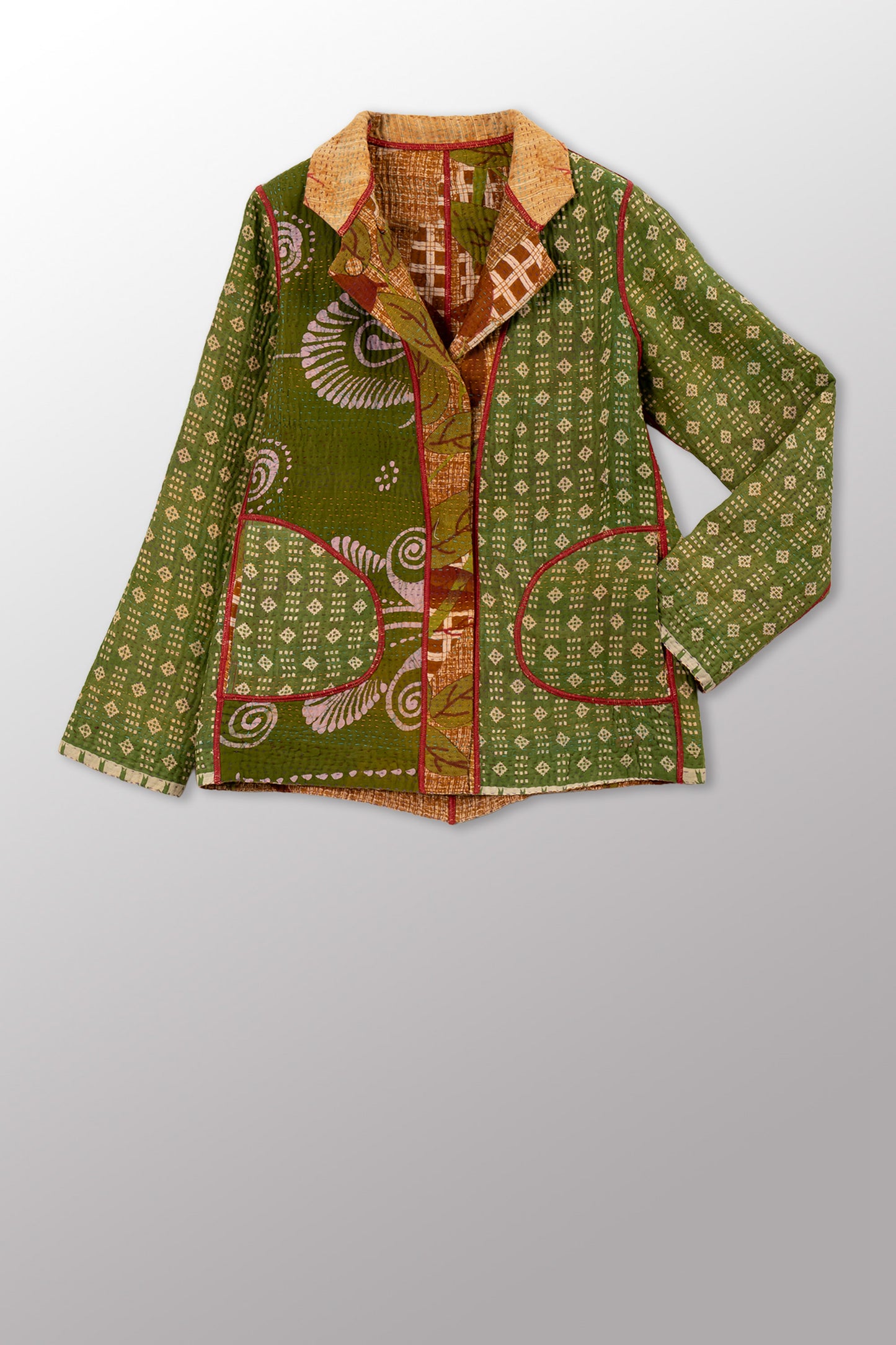 VINTAGE COTTON KANTHA SIMPLE JKT - cv4022-0098m -