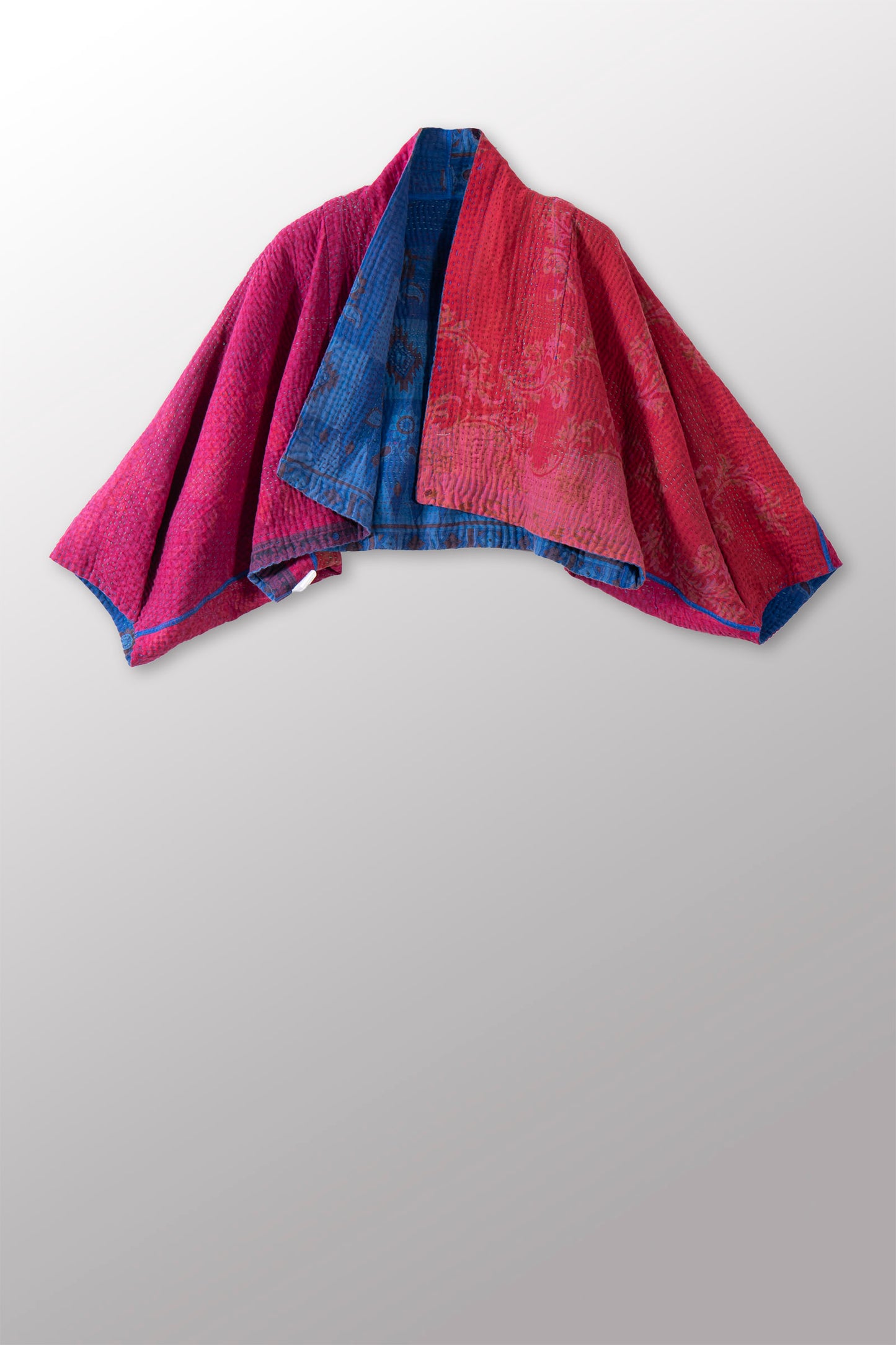 COTTON OVERDYE KANTHA PUFF SLV. SHRUG - ov4062-cblu007a -