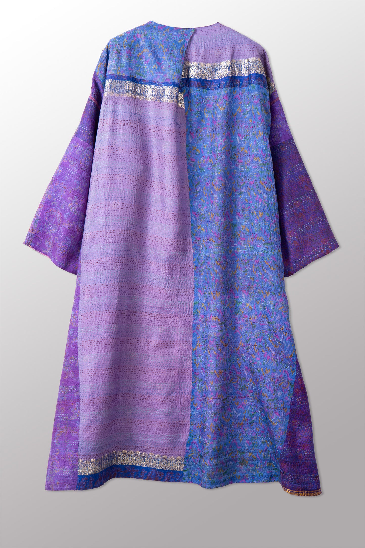 VINTAGE SILK KANTHA LONG DUSTER - sv2328-0012a -