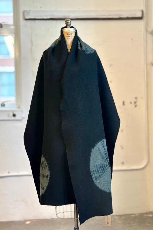 CIRCLE TIE DYE BOILED WOOL SHAWL LARGE - tw1803-blk -