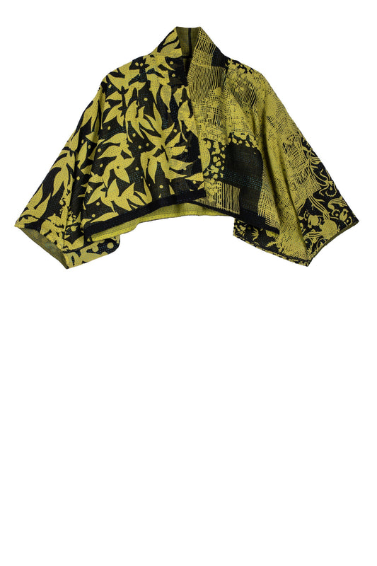 MONOTONE TWILIGHT PRINT KANTHA PUFF SLV. SHRUG - tp2062-cha -