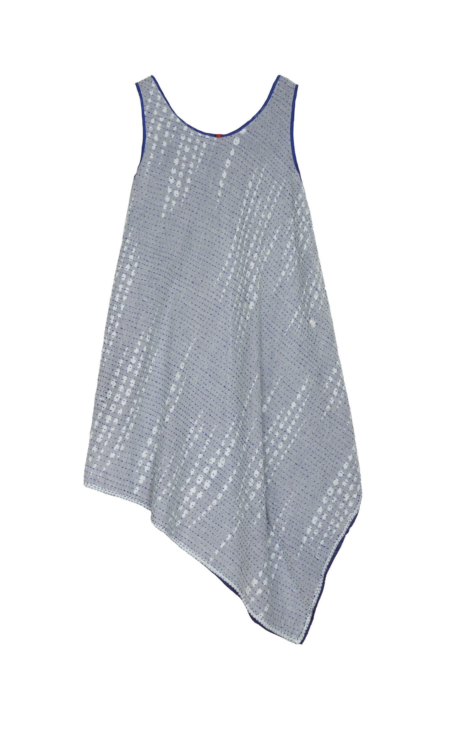 SHIBORI DROP BBK KANTHA TANK FLARE DRESS - sd2402-blu -