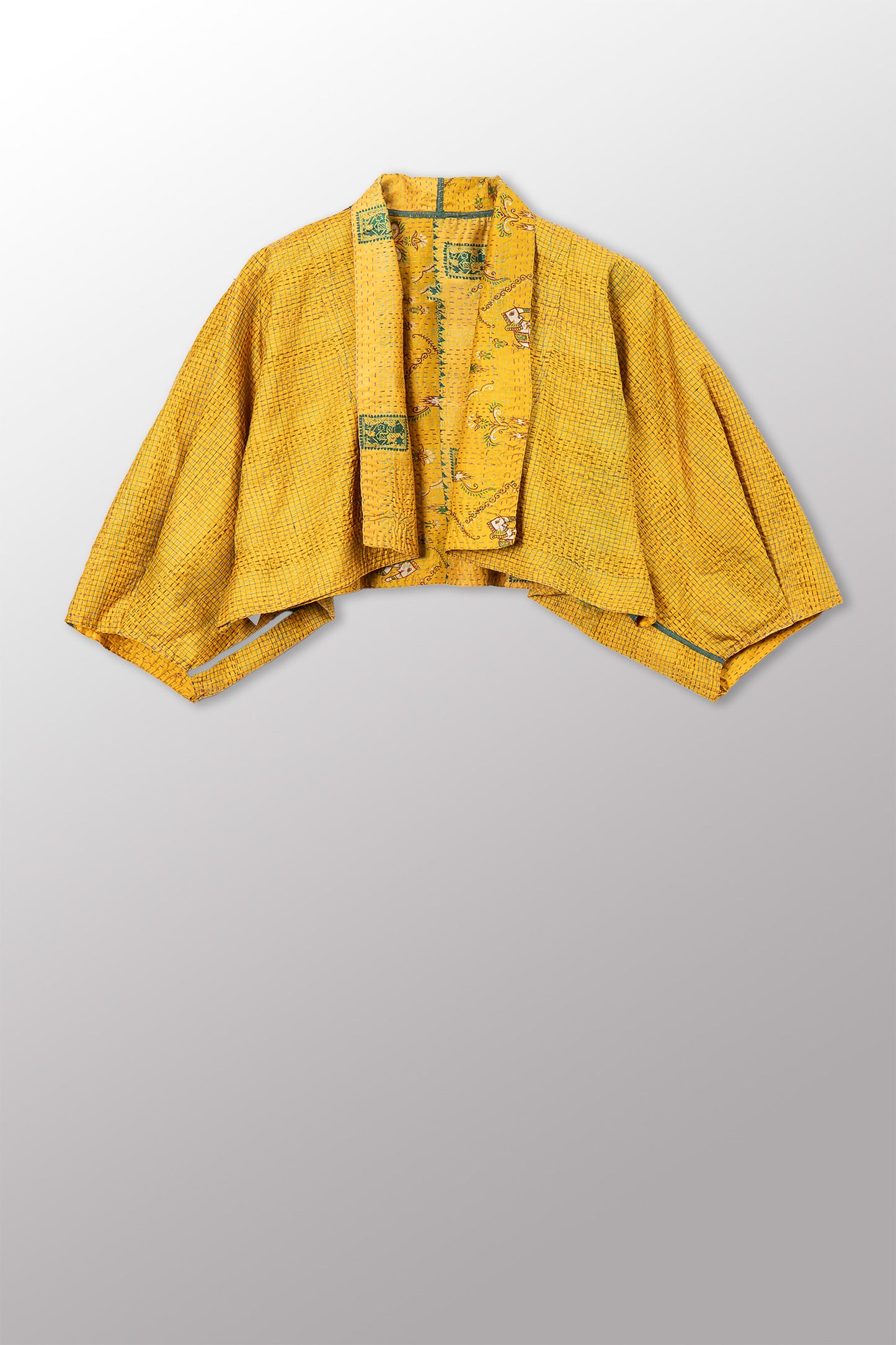 VINTAGE SILK KANTHA PUFF SLV. SHRUG - sv2062-0020a -