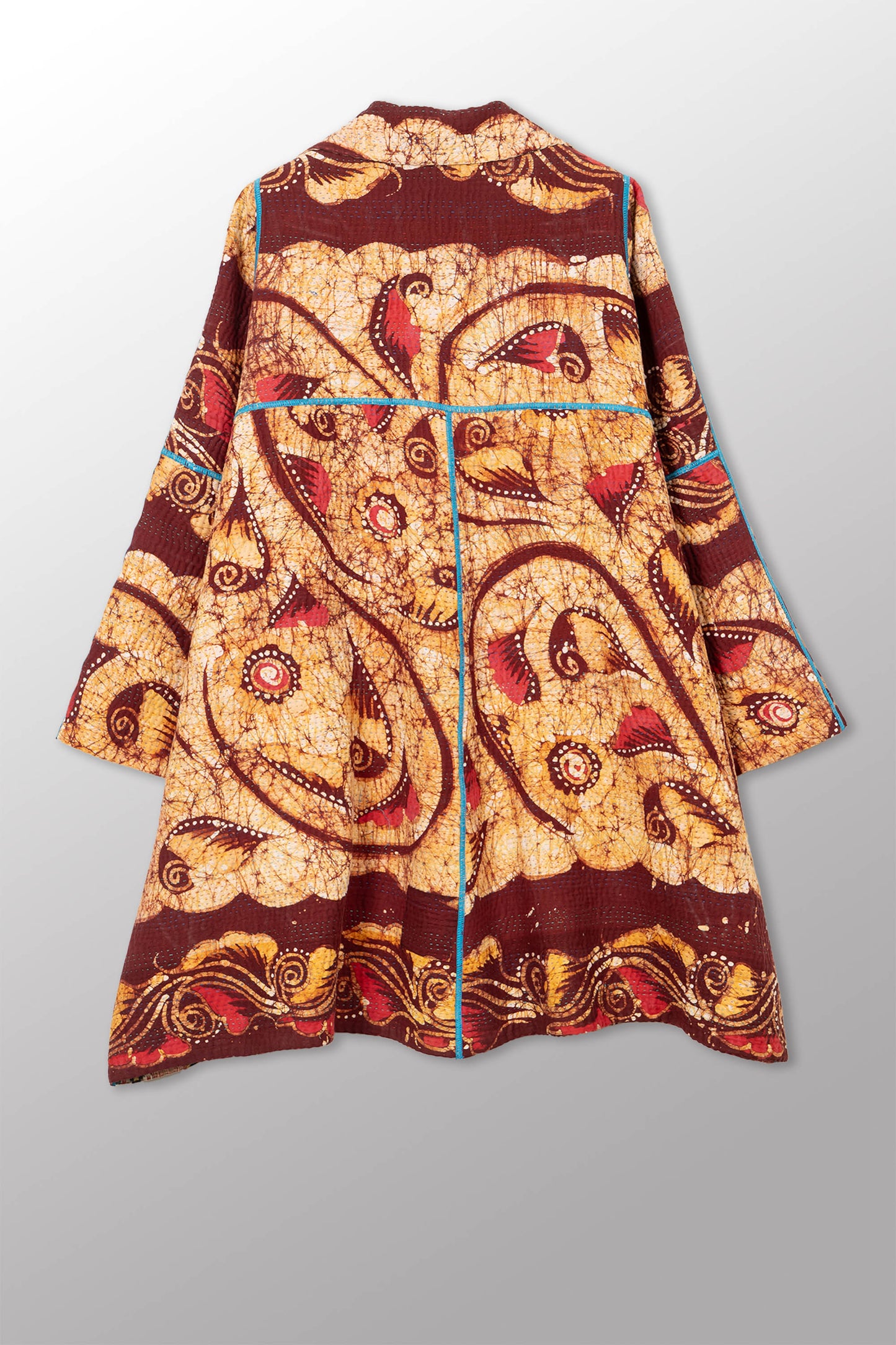 VINTAGE COTTON KANTHA A-LINE DUSTER - cv4311-0116a -