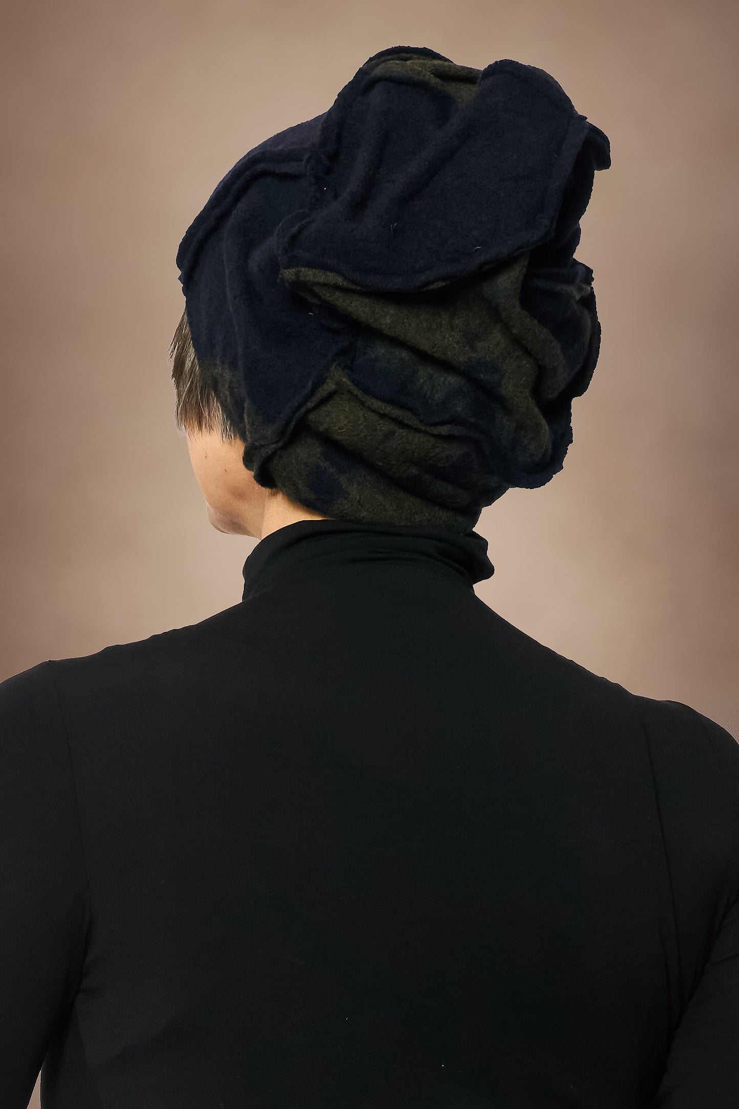 CIRCLE TIE DYE BOILED WOOL PATCHWORK HAT - tw1880-nvy -