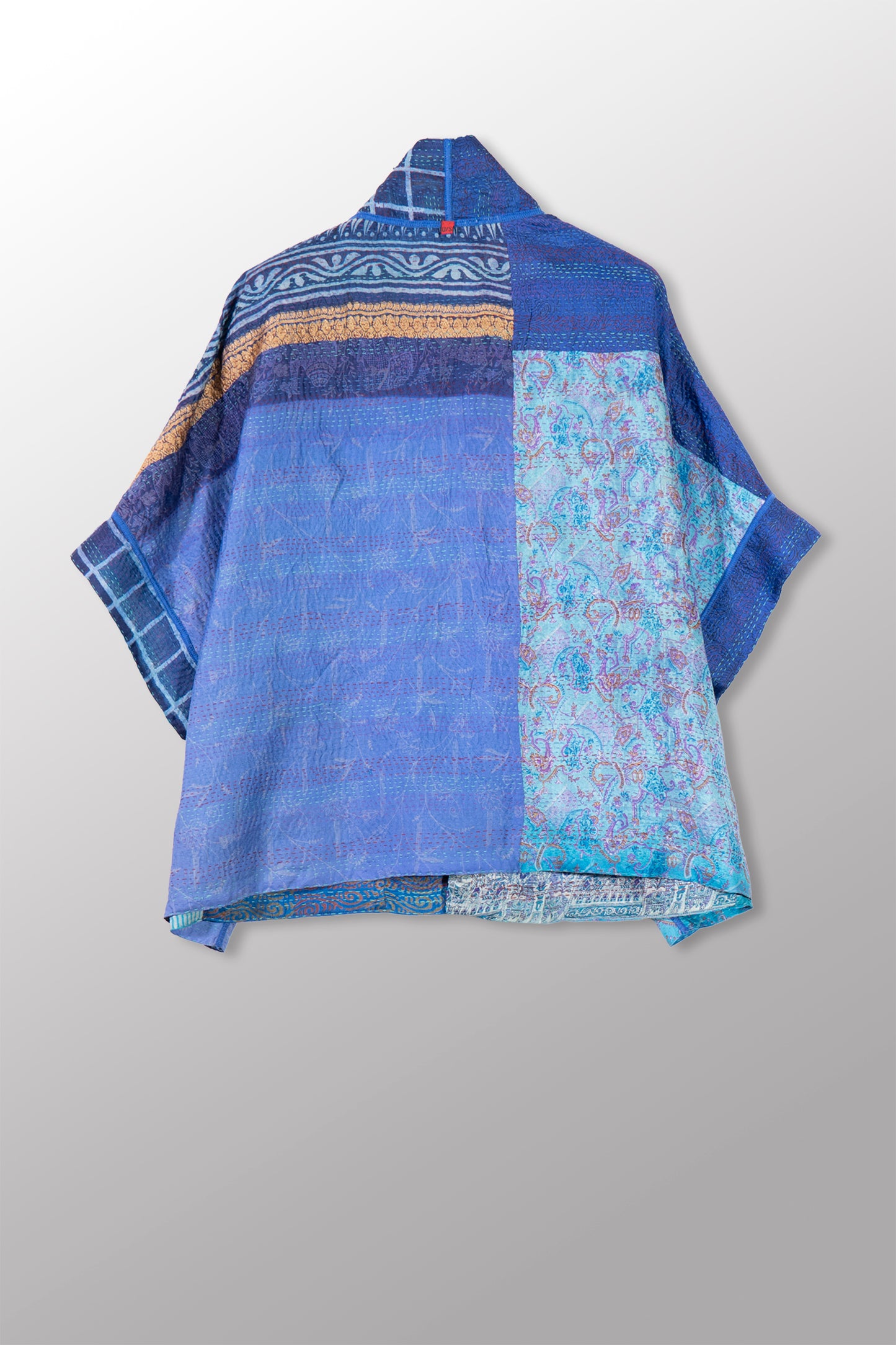 VINTAGE SILK KANTHA MINI PONCHO - sv2060-0010a -