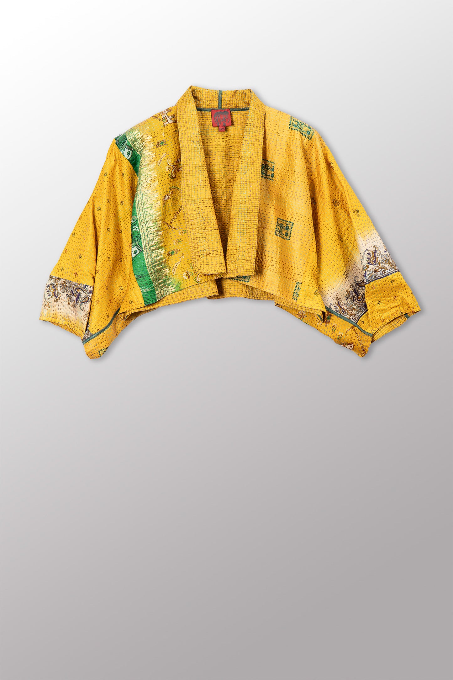 VINTAGE SILK KANTHA PUFF SLV. SHRUG - sv2062-0020a -
