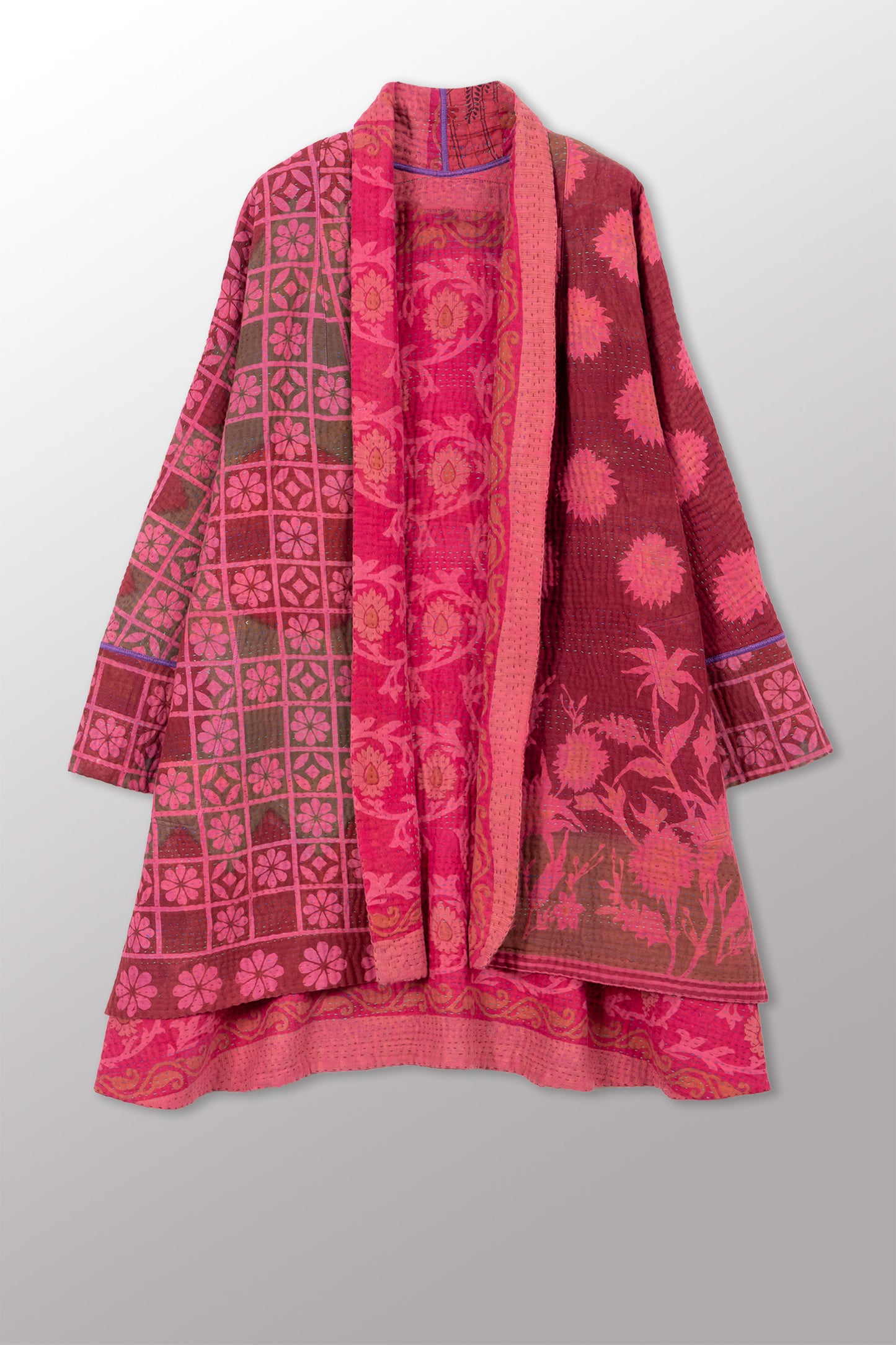 COTTON OVERDYE KANTHA KIMONO LONG JKT - ov4005-cpik001a -